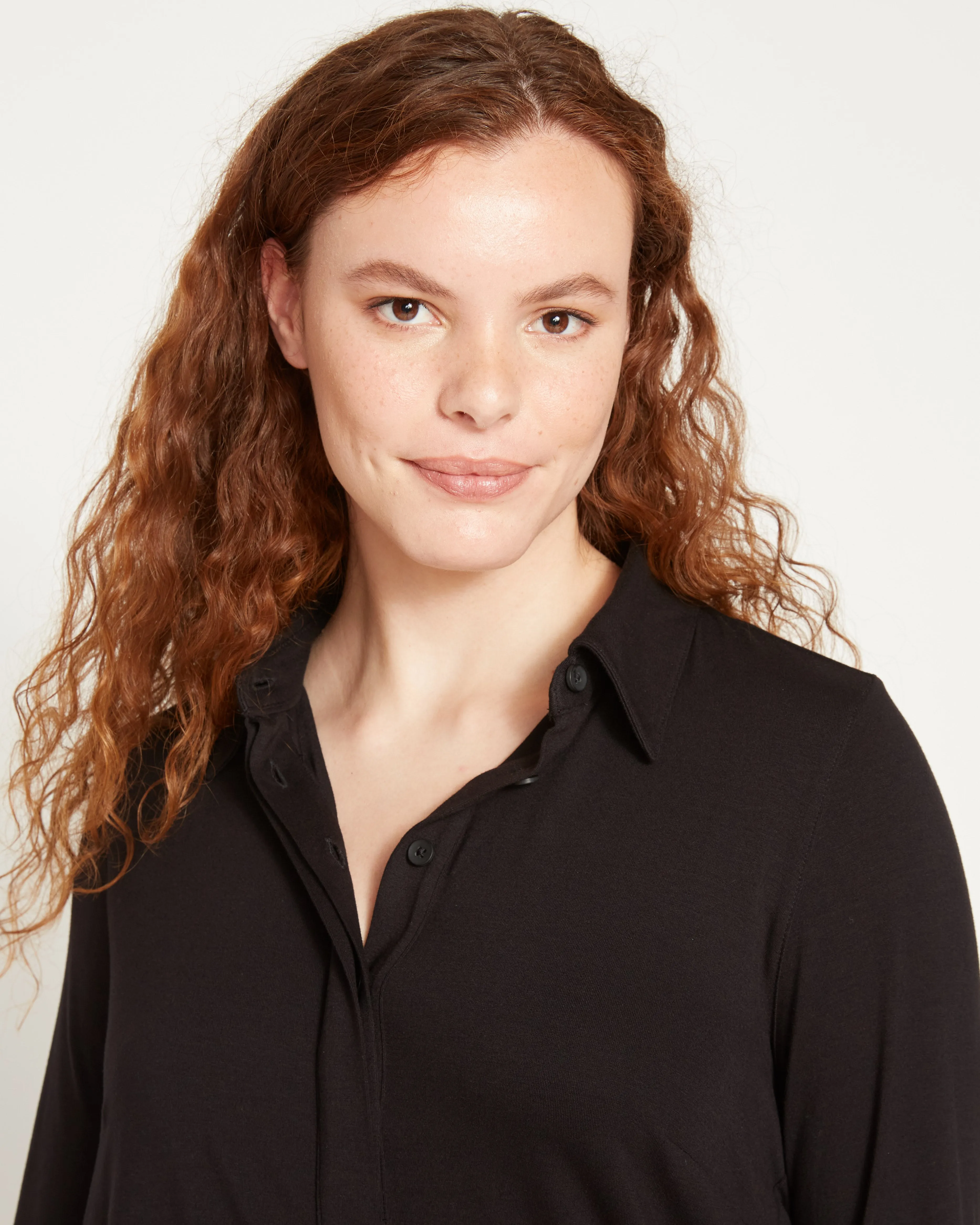 Elbe Popover Liquid Jersey Shirt Classic Fit - Black sold by Universal Standard