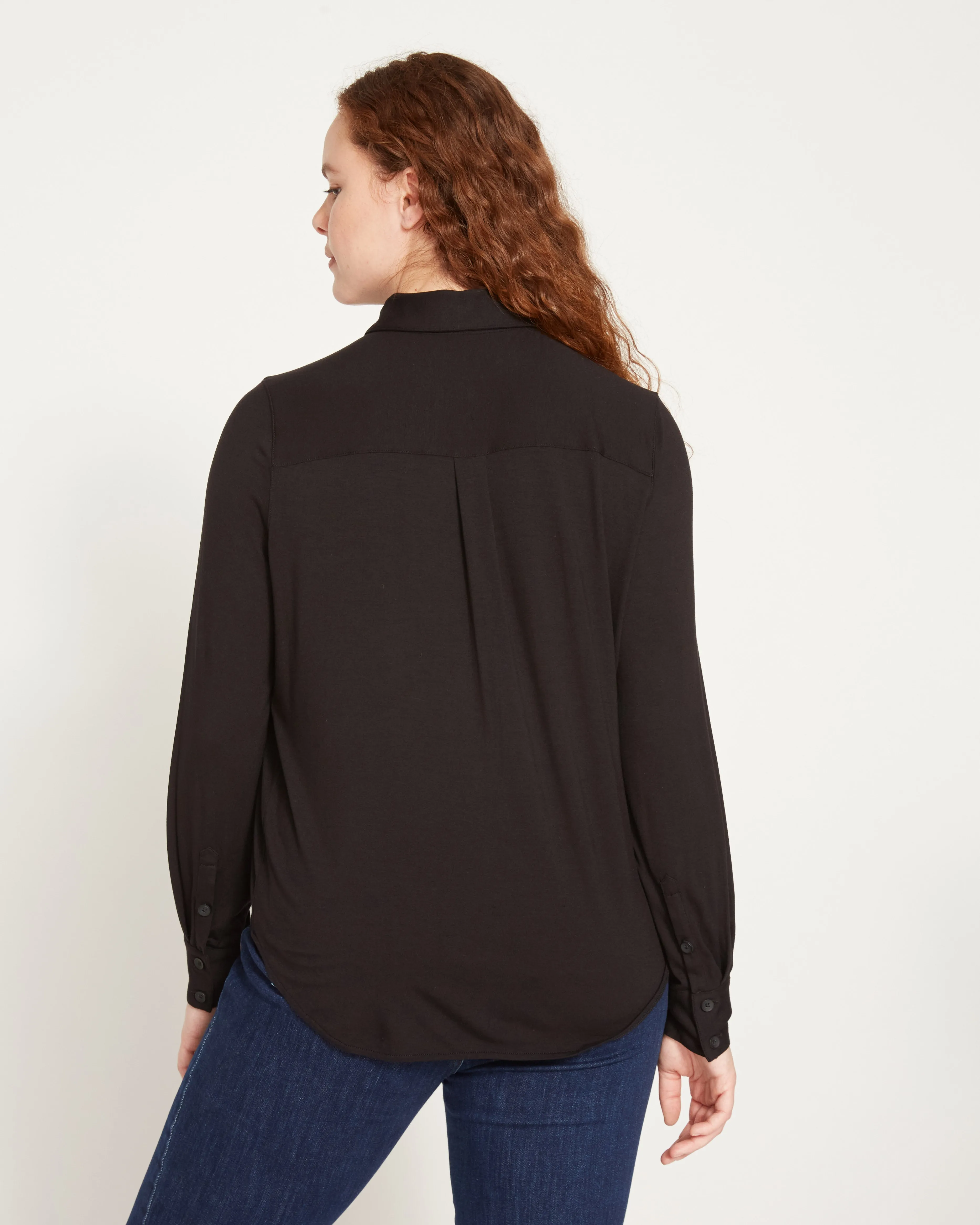 Elbe Popover Liquid Jersey Shirt Classic Fit - Black sold by Universal Standard product image thumbnail 5