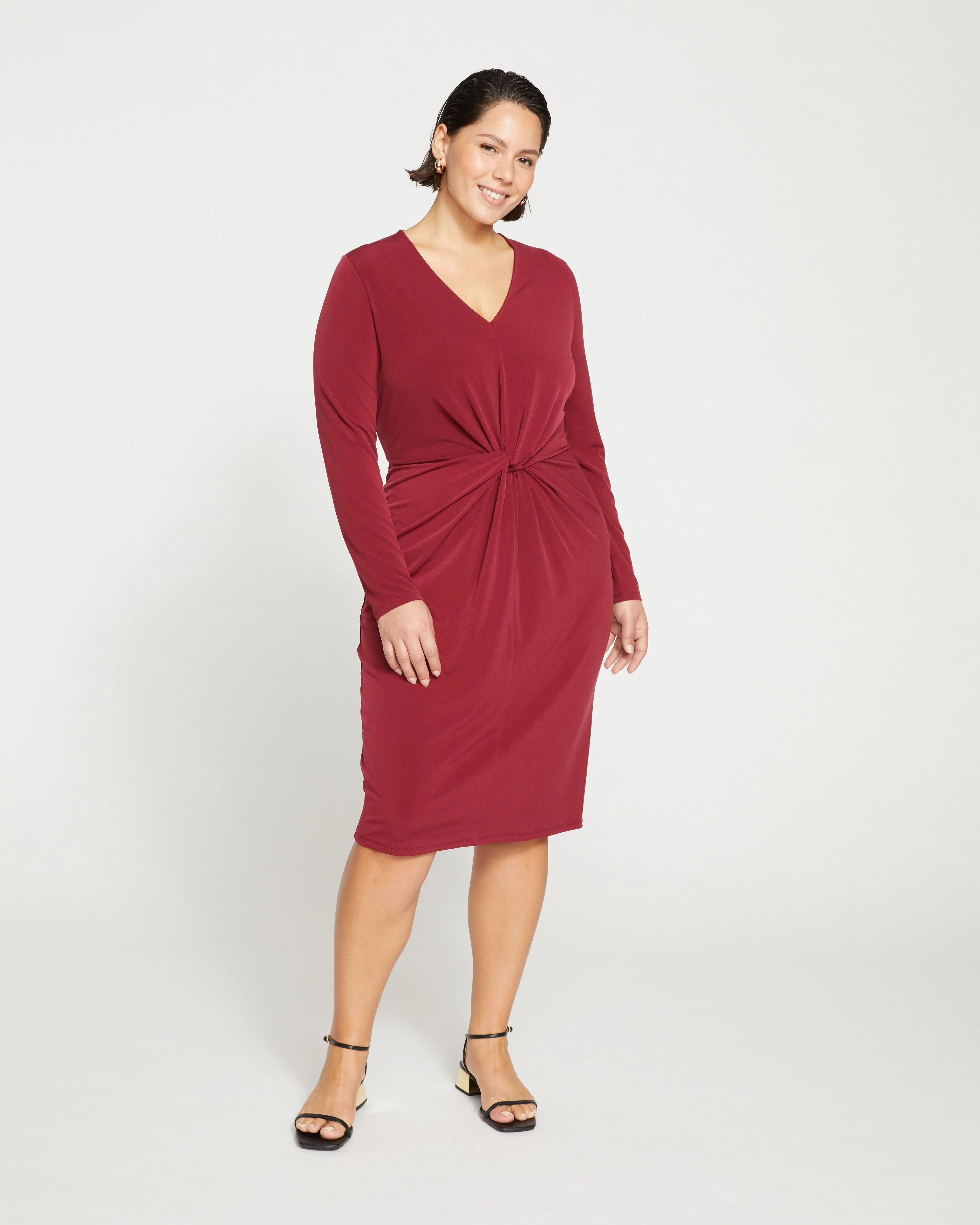 Velvety-Cool Jersey Twist Dress - Rioja sold by Universal Standard