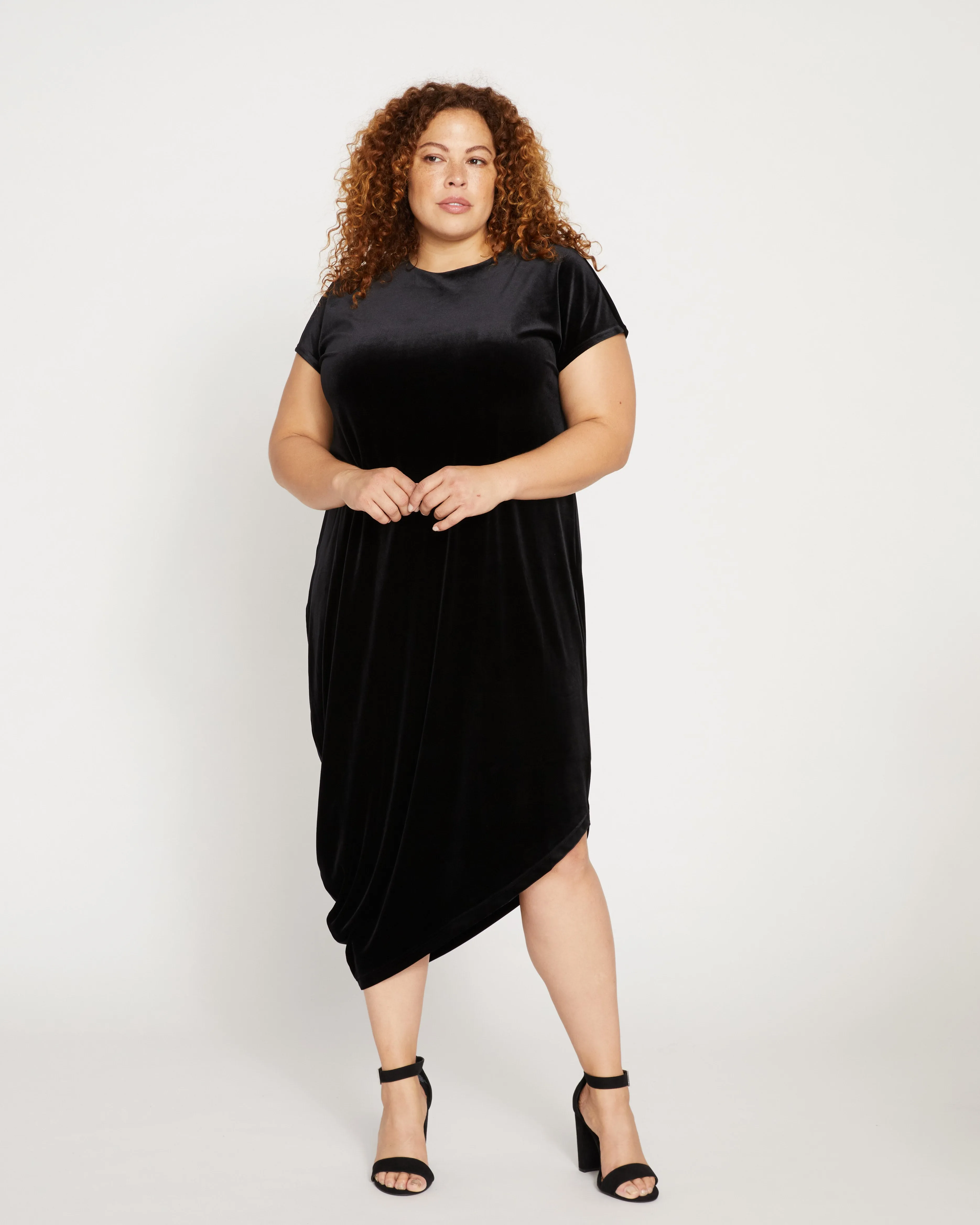 Iconic Geneva Dress - Black Velvet sold by Universal Standard