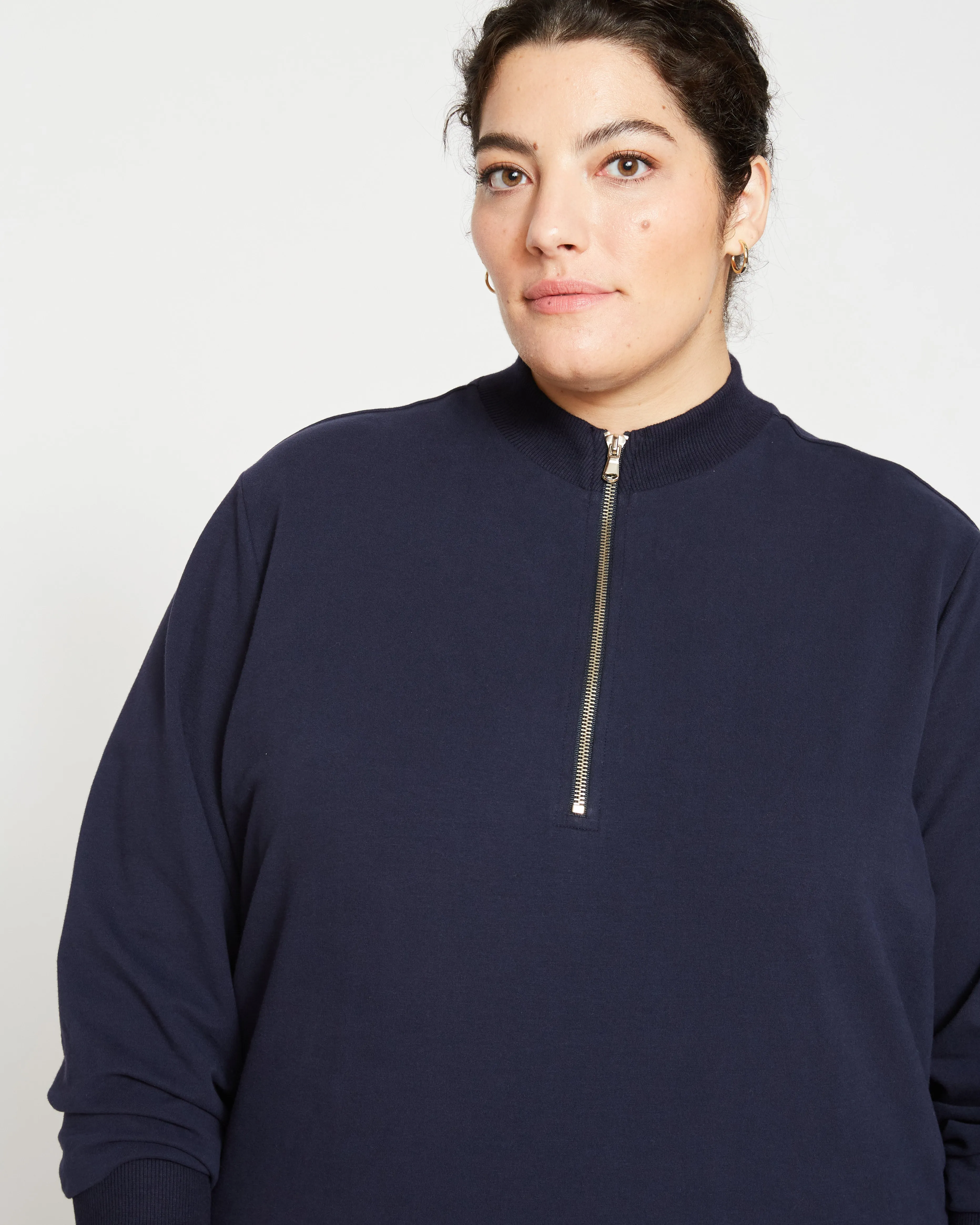 Peachy Terry Half Zip Pullover - Midnight sold by Universal Standard