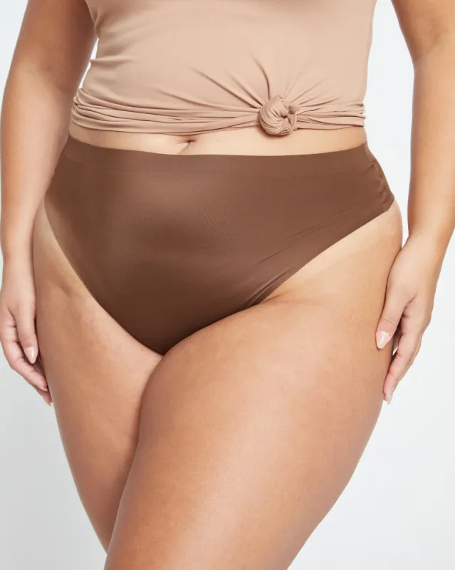LaserSmooth High Rise Thong - Cocoa sold by Universal Standard