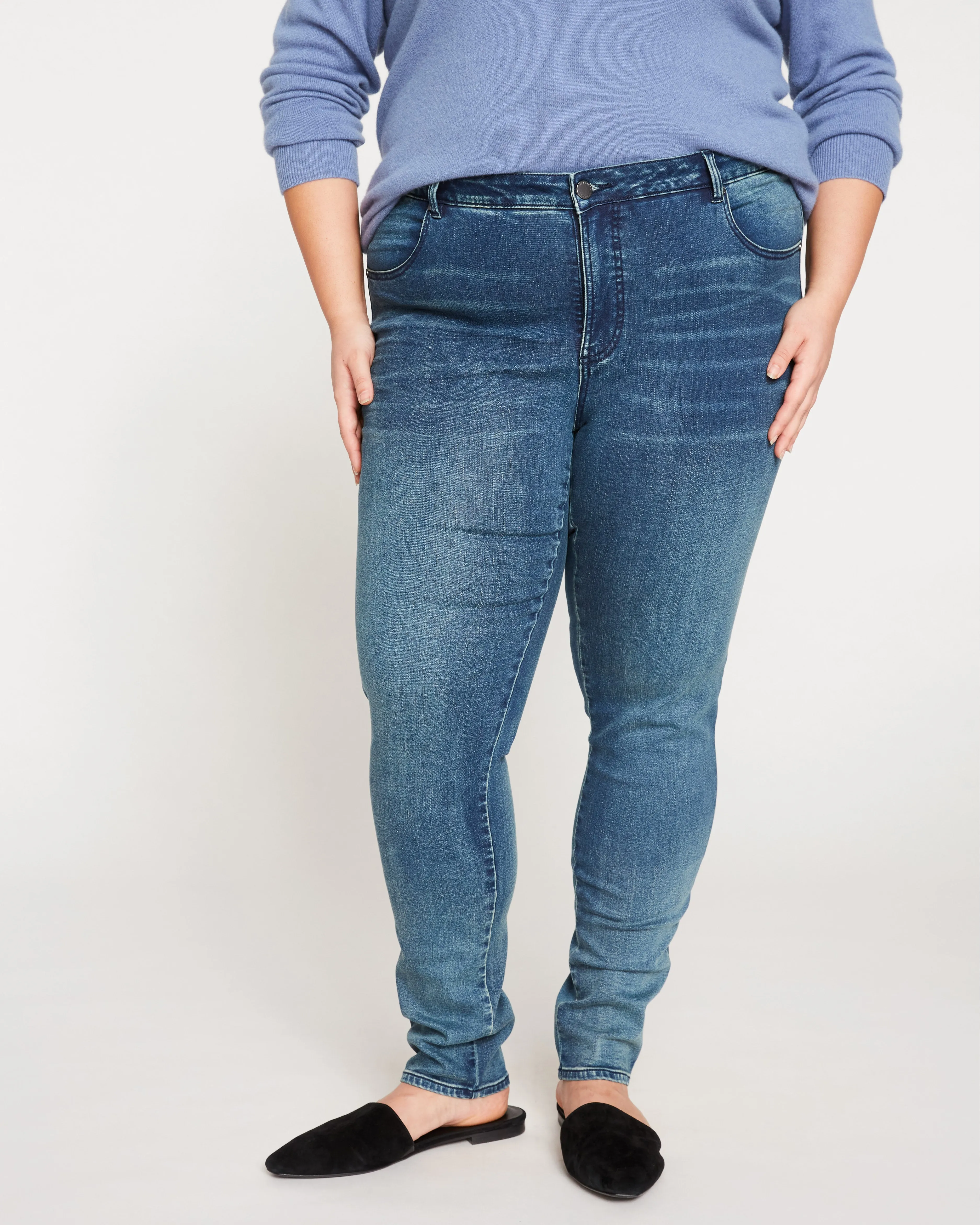 Seine Mid Rise Skinny Jeans 32 Inch - Distressed Blue sold by Universal Standard product image thumbnail 3