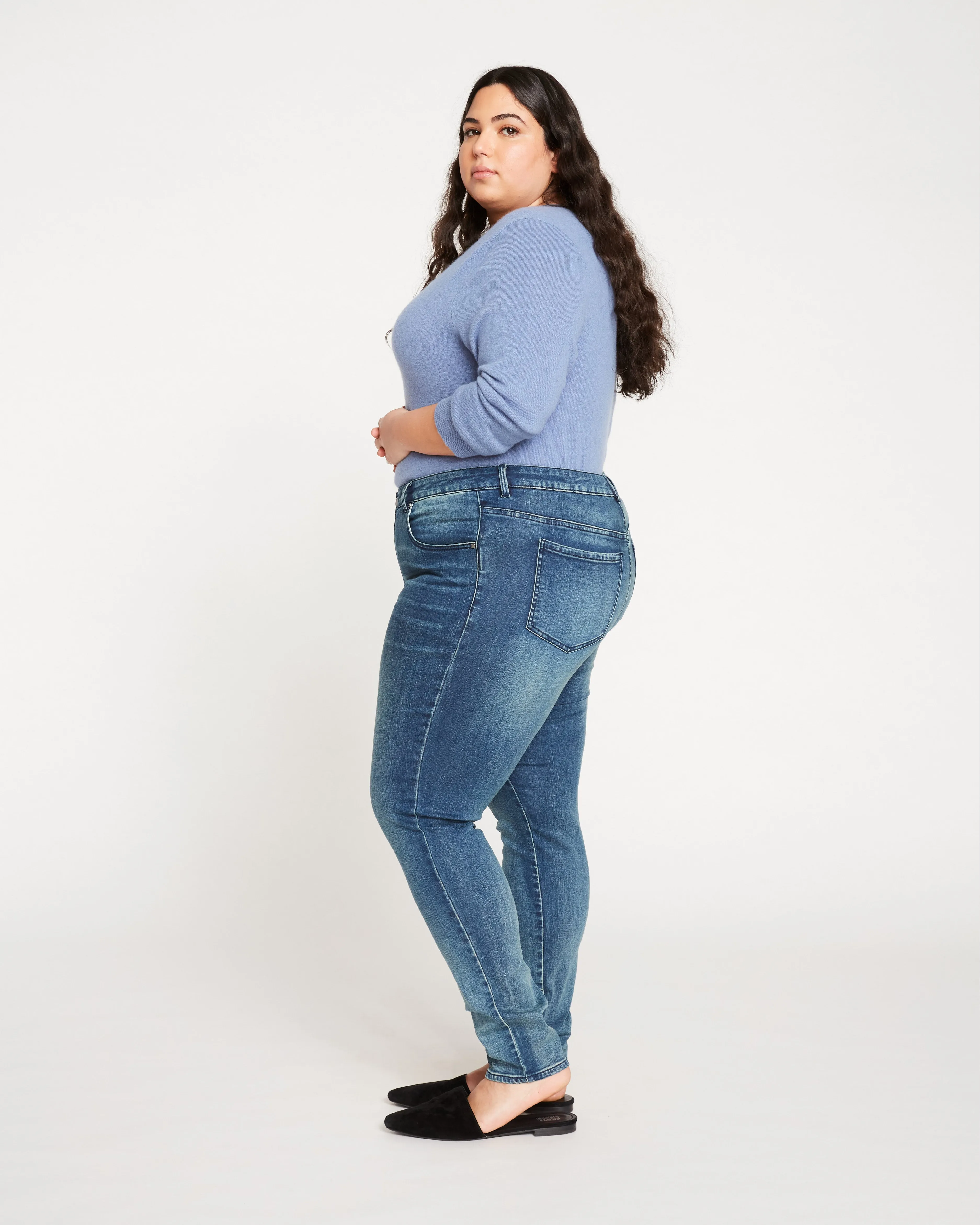 Seine Mid Rise Skinny Jeans 32 Inch - Distressed Blue sold by Universal Standard product image thumbnail 4