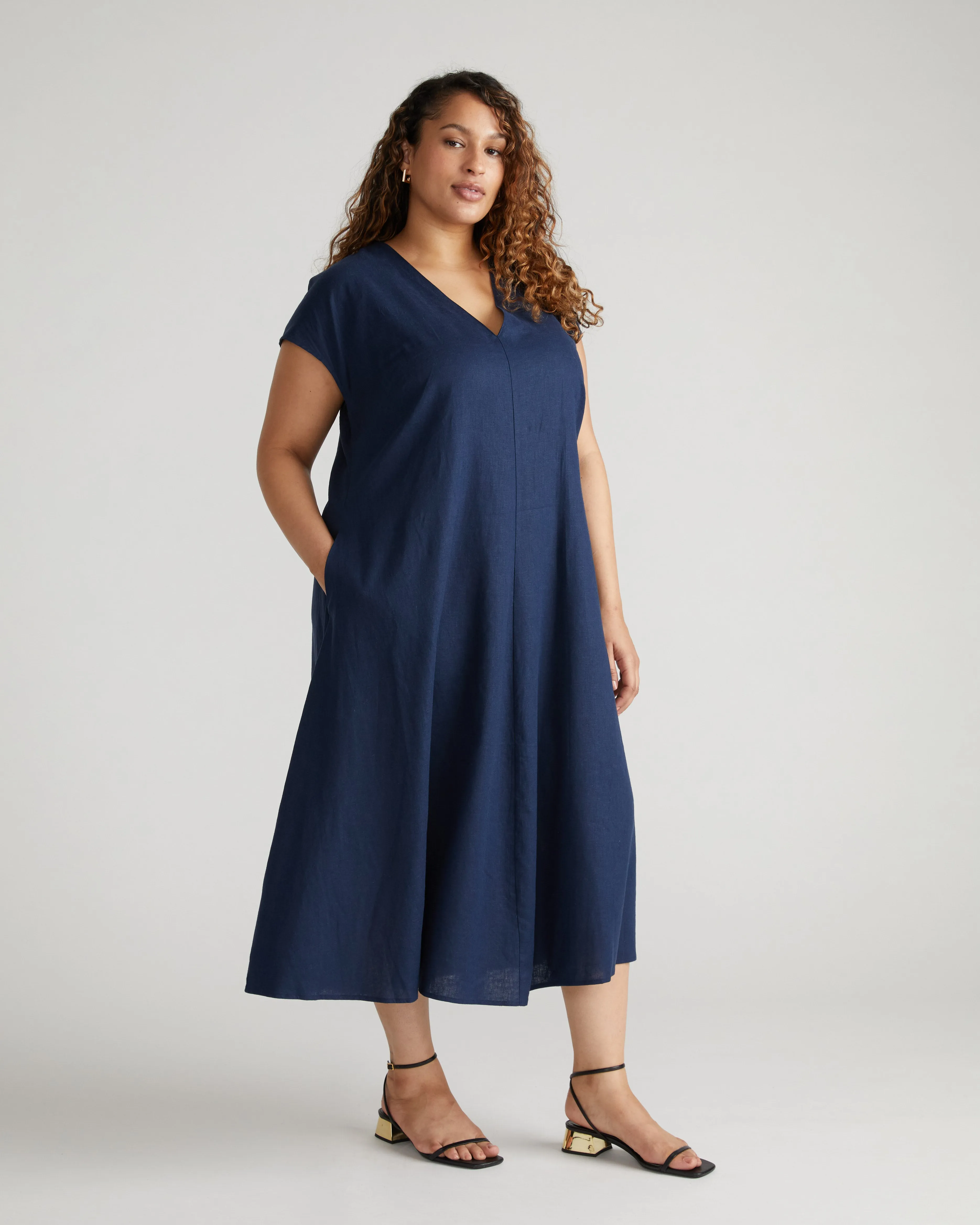 Louvre Bow Back Linen Dress - Classic Navy sold by Universal Standard product image thumbnail 4