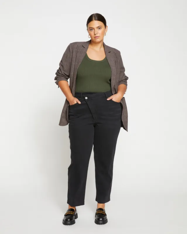 Katie High Rise Crossover Jeans - Broken Black sold by Universal Standard