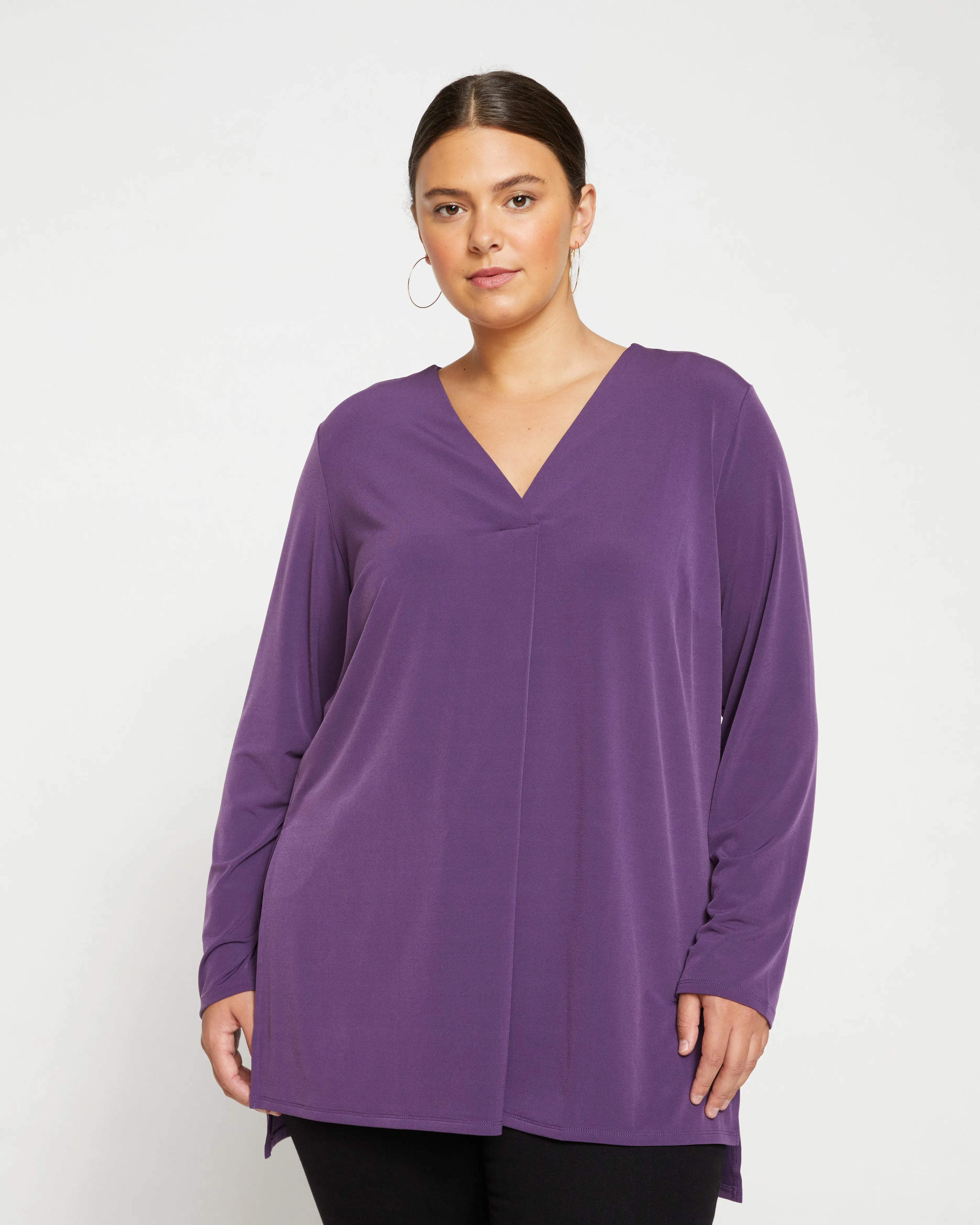 Velvety-Cool Jersey Column Tunic - Potion Purple sold by Universal Standard