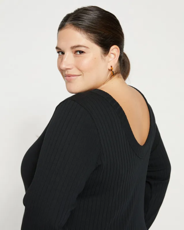 Aspen Rib Scoop Back Top - Black sold by Universal Standard