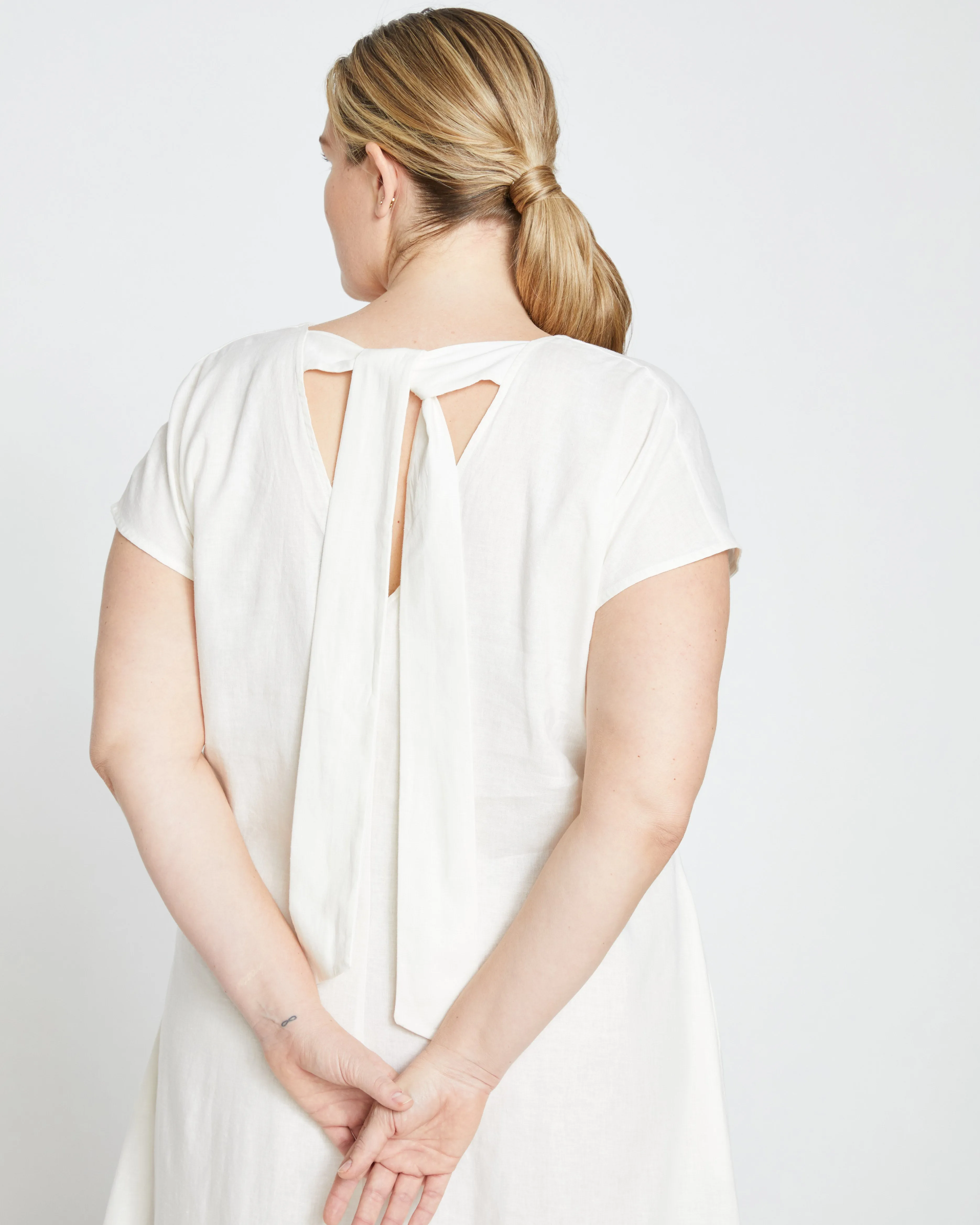 Louvre Bow Back Linen Dress - White sold by Universal Standard product image thumbnail 4