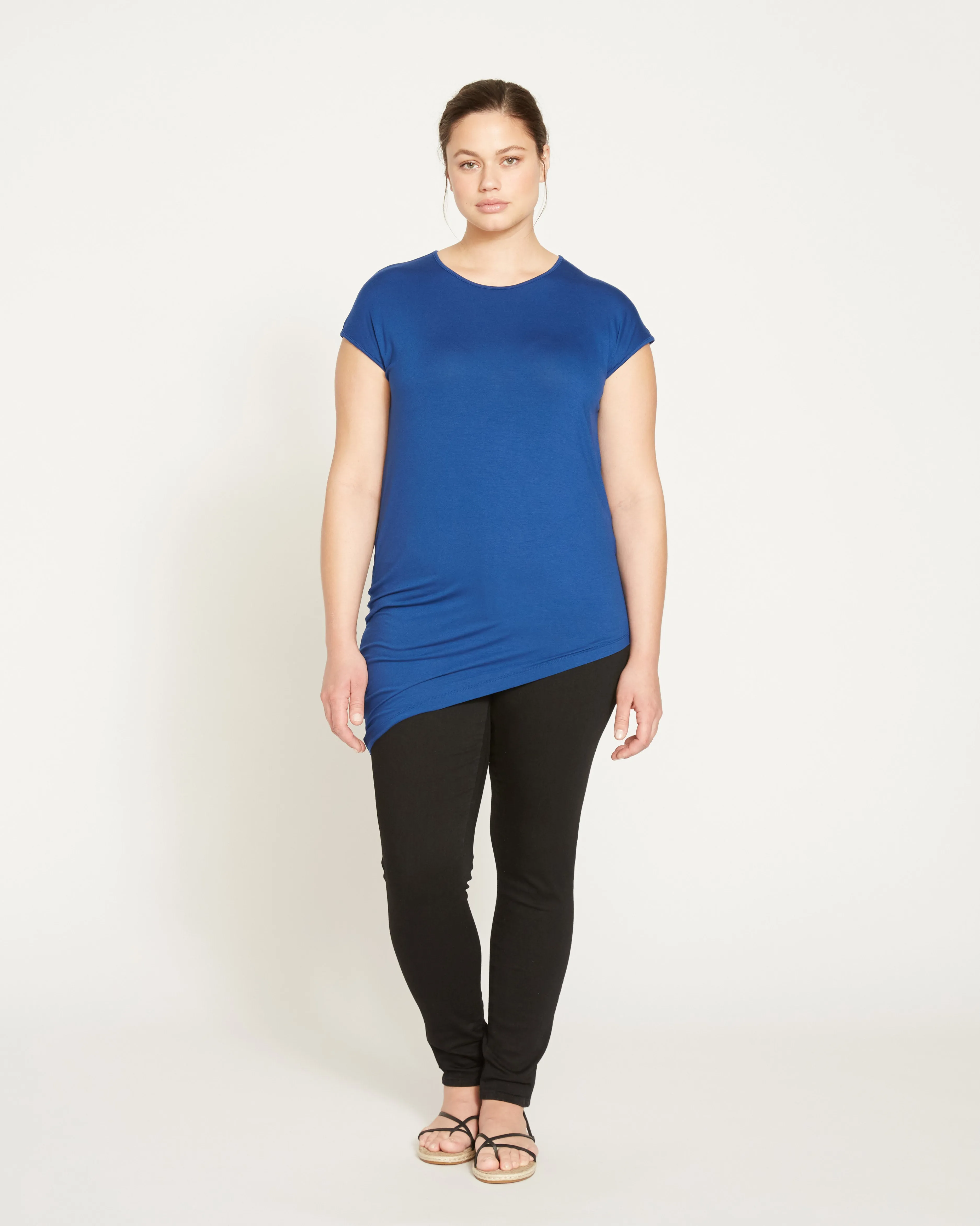 Liquid Jersey Crew Neck Genevette Top - True Blue sold by Universal Standard