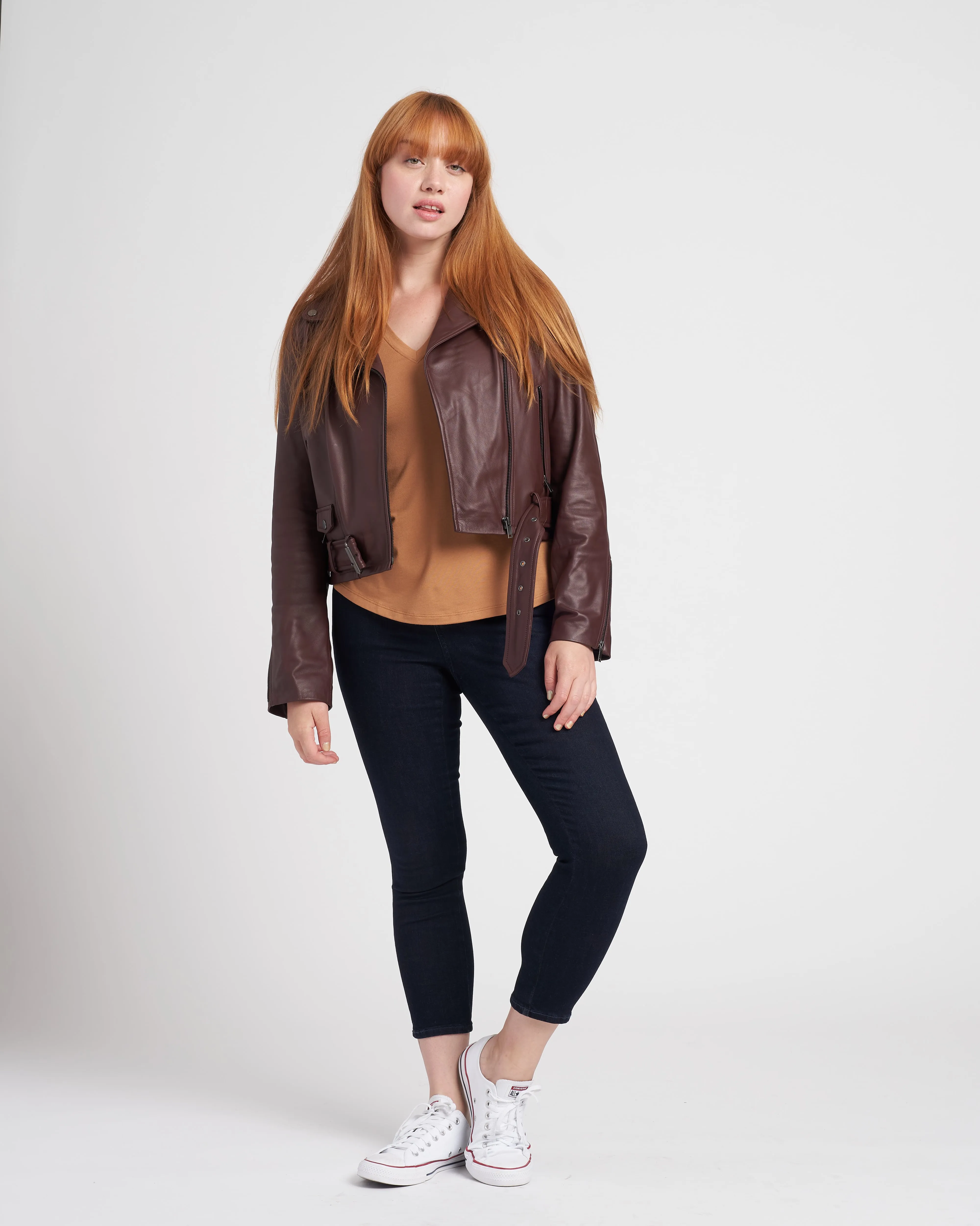 Leeron Leather Moto Jacket - Chili Chocolate sold by Universal Standard product image thumbnail 2