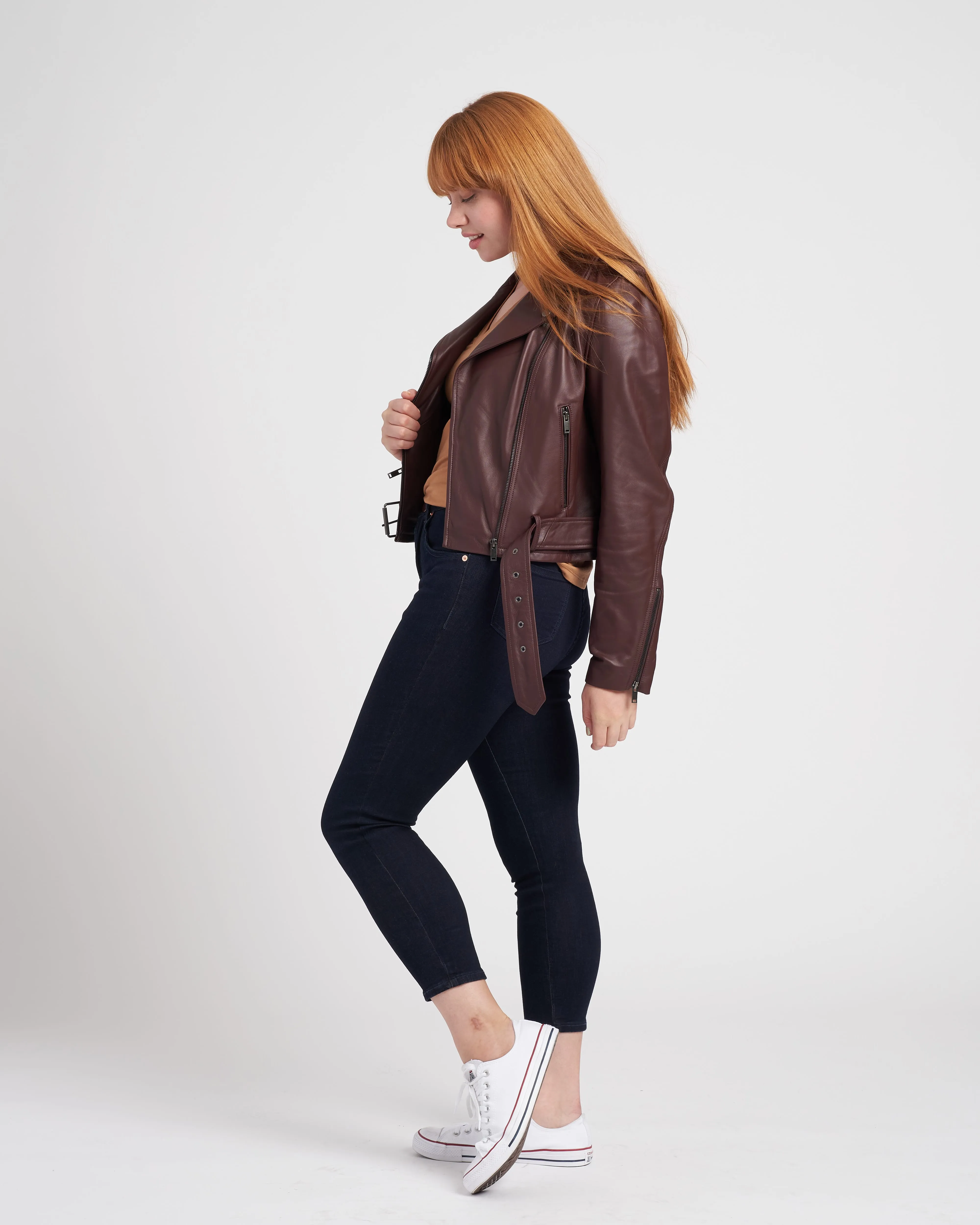 Leeron Leather Moto Jacket - Chili Chocolate sold by Universal Standard product image thumbnail 3