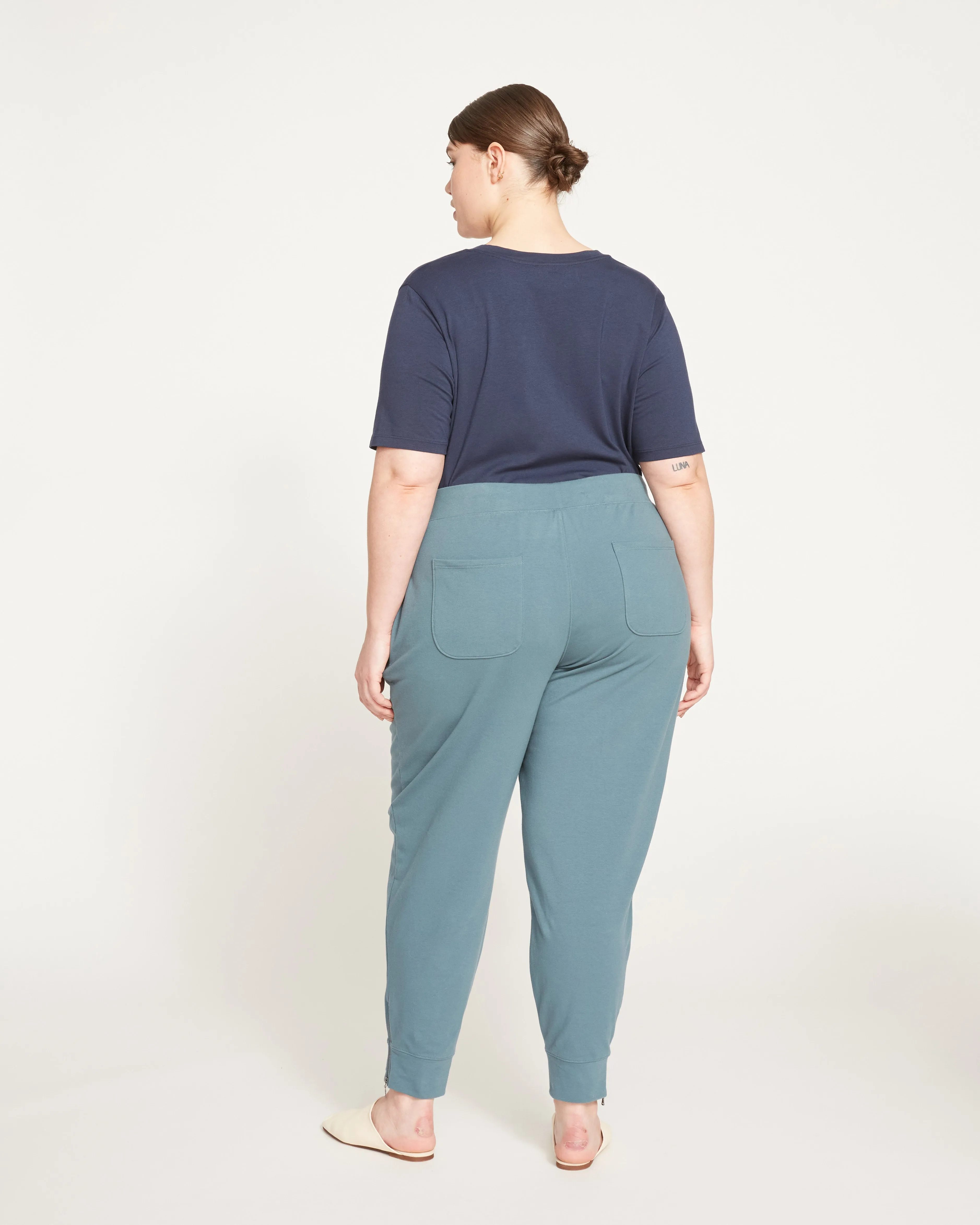 Ankle Zip Heather Brushed Terry Drawstring Jogger - Storm sold by Universal Standard product image thumbnail 5