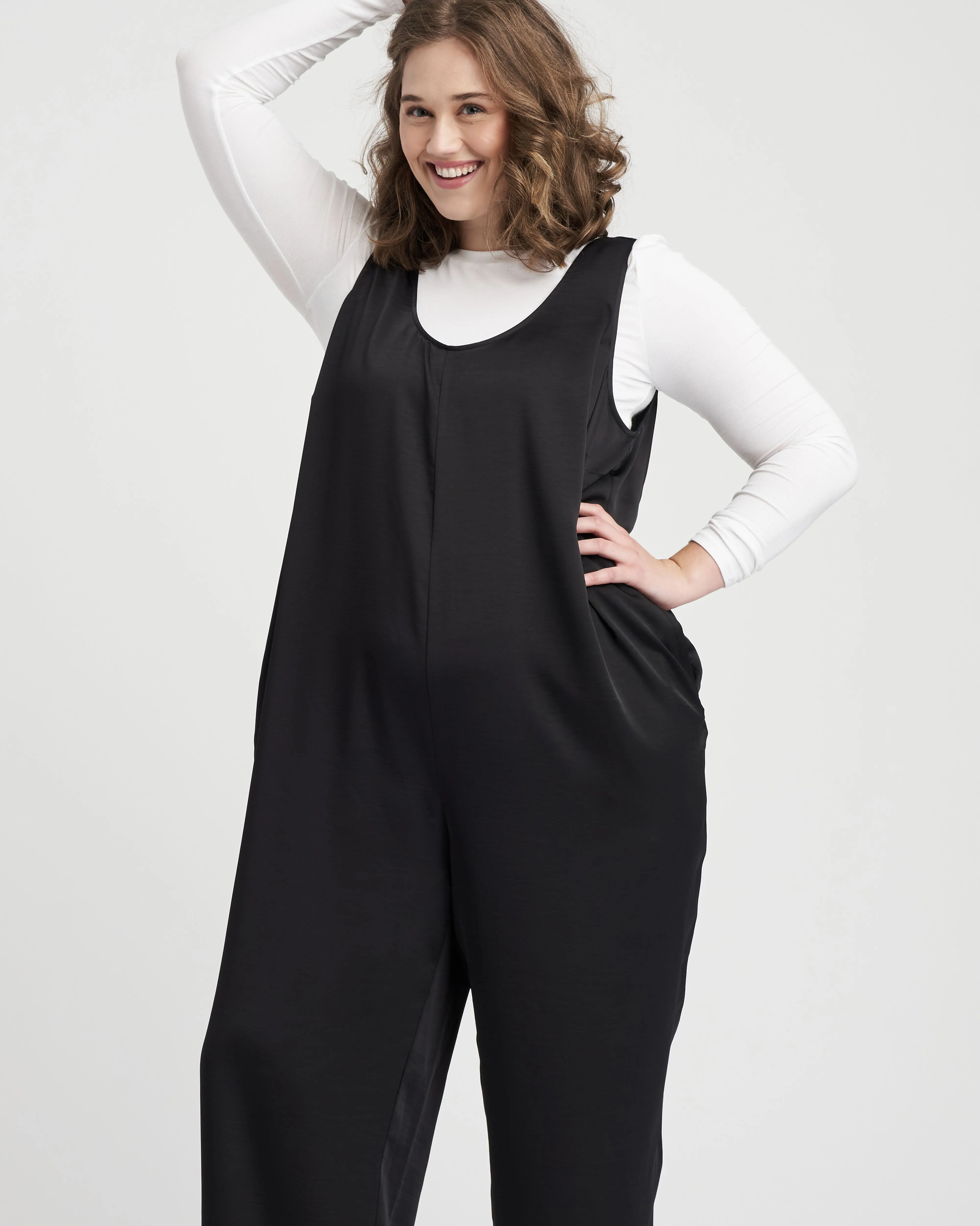 Judy Satin Relaxed Jumpsuit - Black sold by Universal Standard product image thumbnail 5