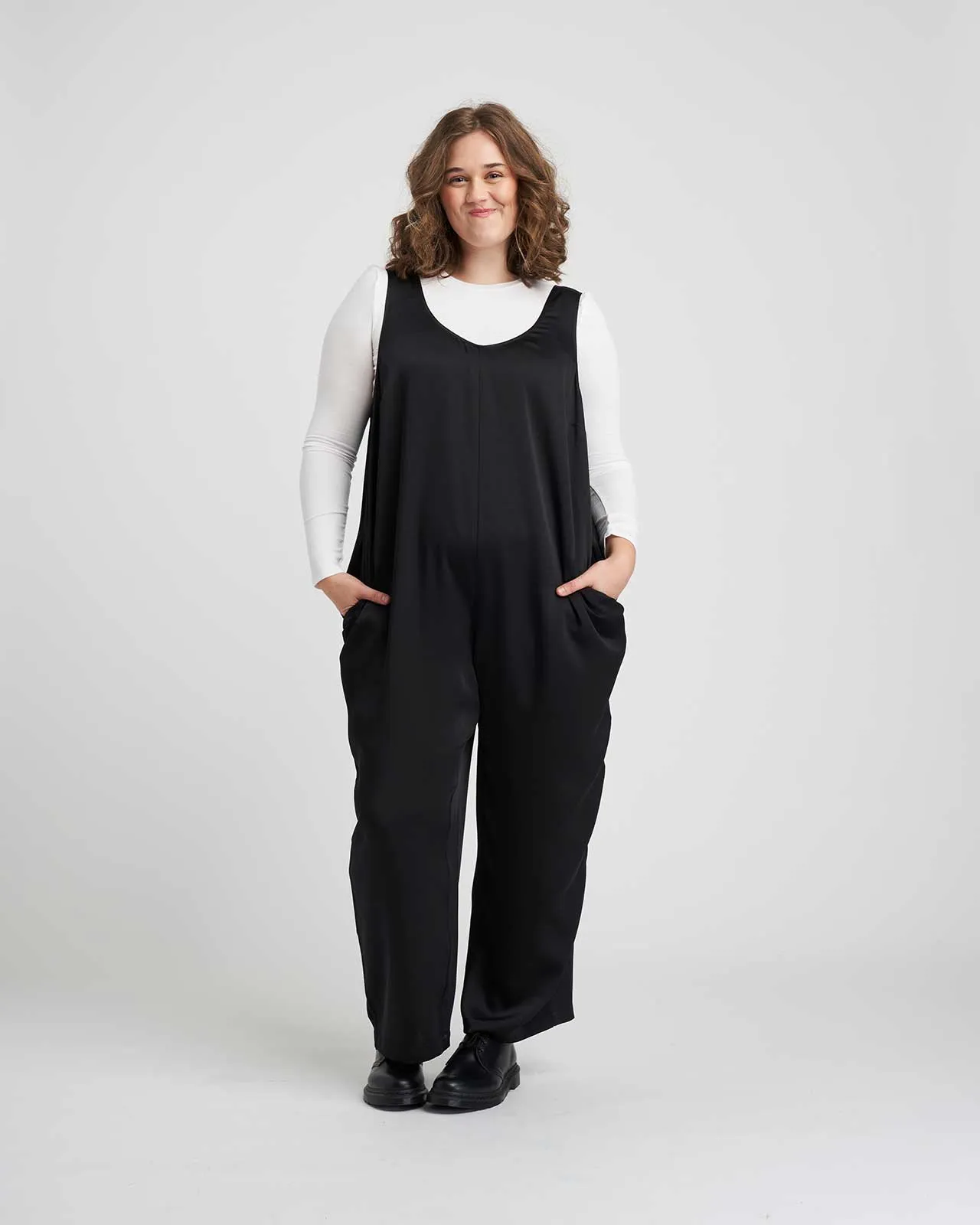 Judy Satin Relaxed Jumpsuit - Black sold by Universal Standard product image thumbnail 2