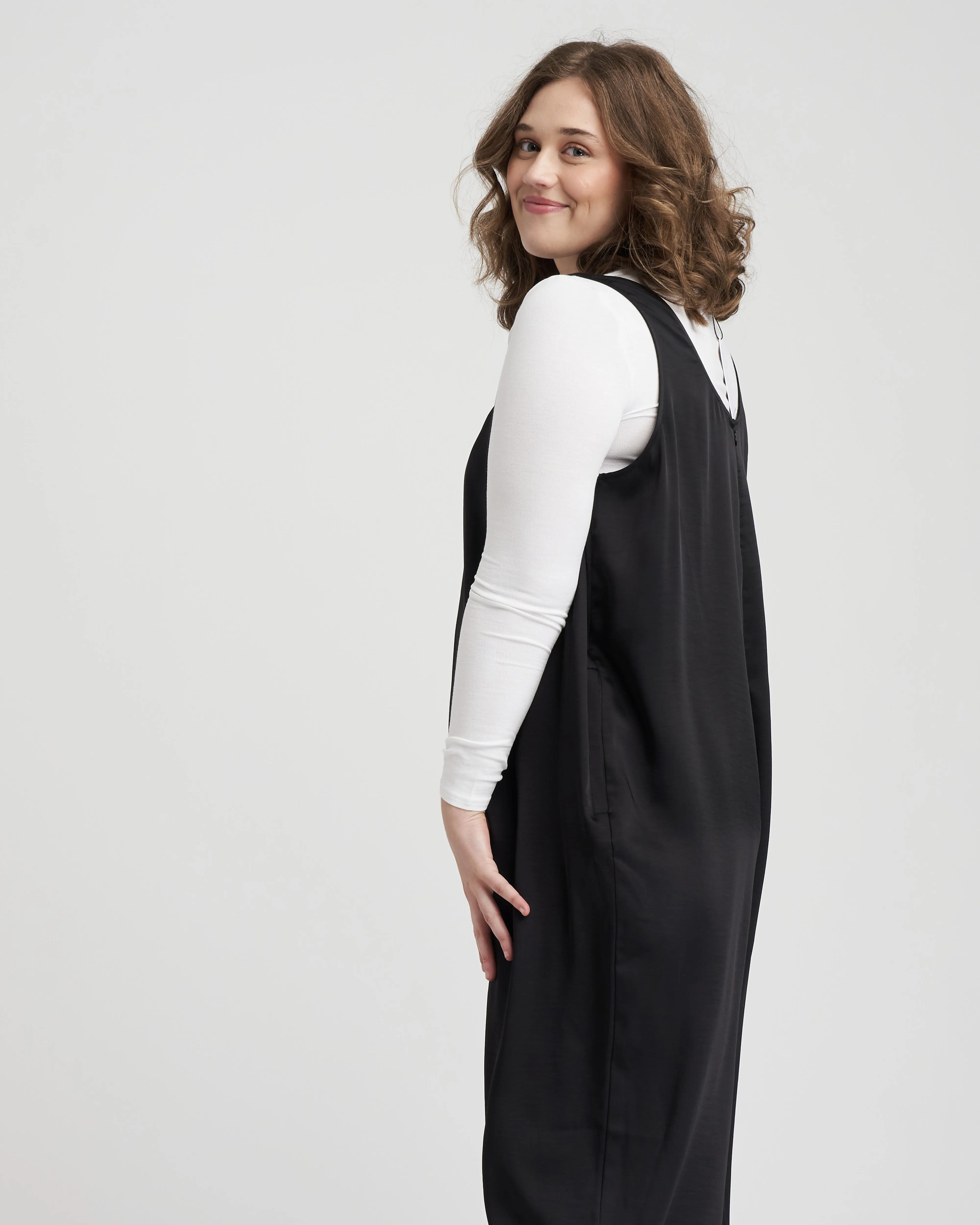 Judy Satin Relaxed Jumpsuit - Black sold by Universal Standard