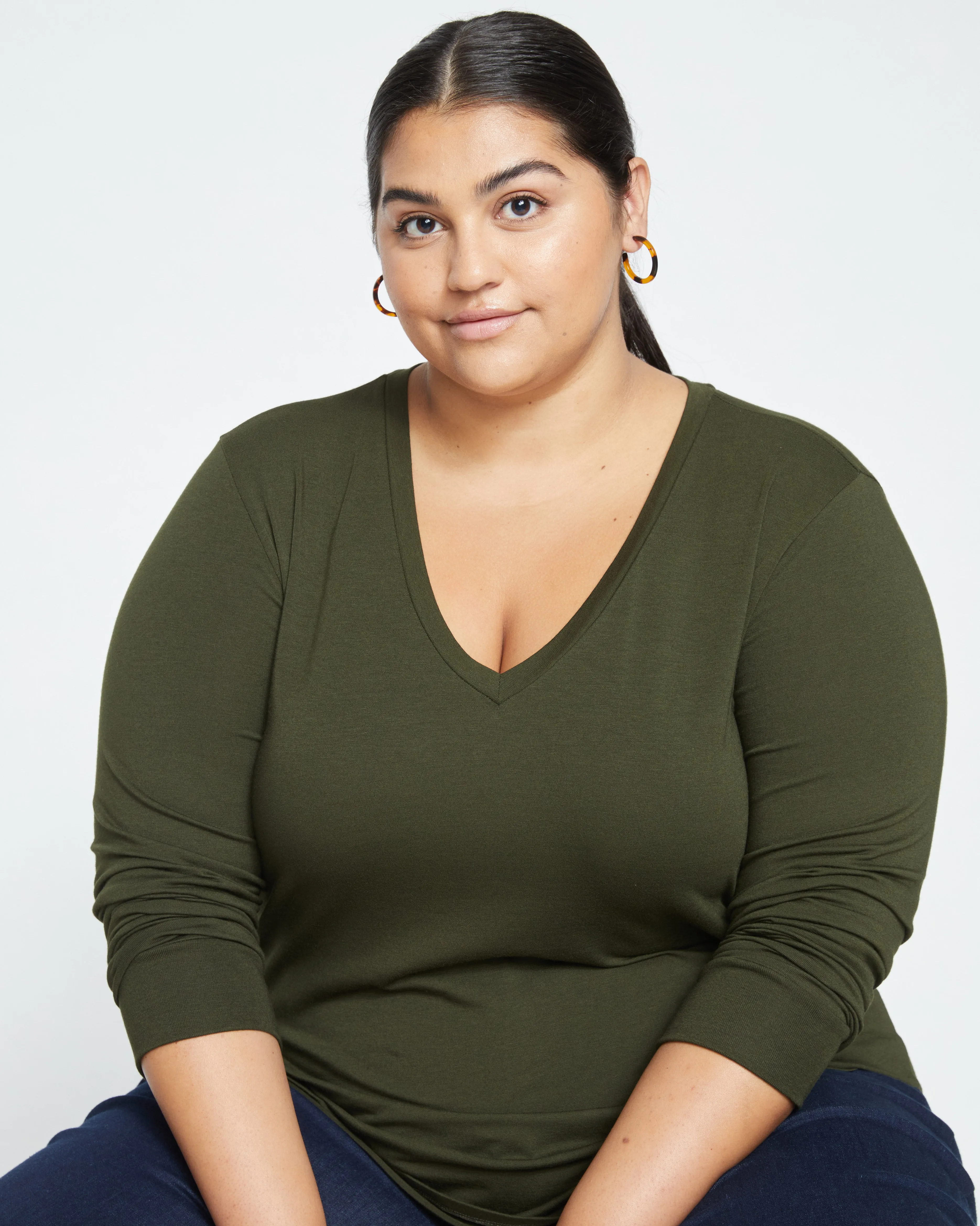 Long Sleeve V Rex - Evening Forest sold by Universal Standard