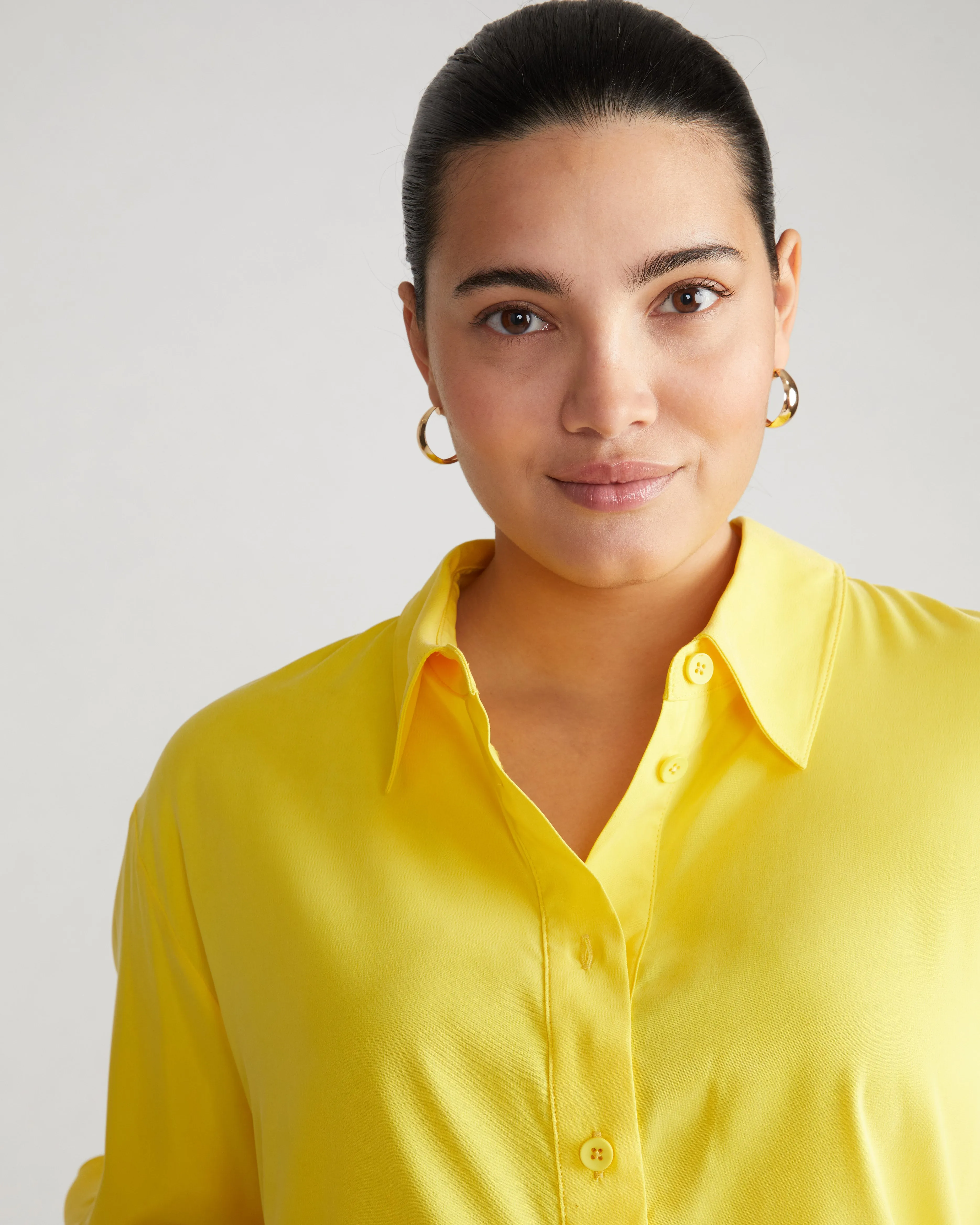 Cooling Stretch Cupro Artist Shirt - Yellow sold by Universal Standard product image thumbnail 3