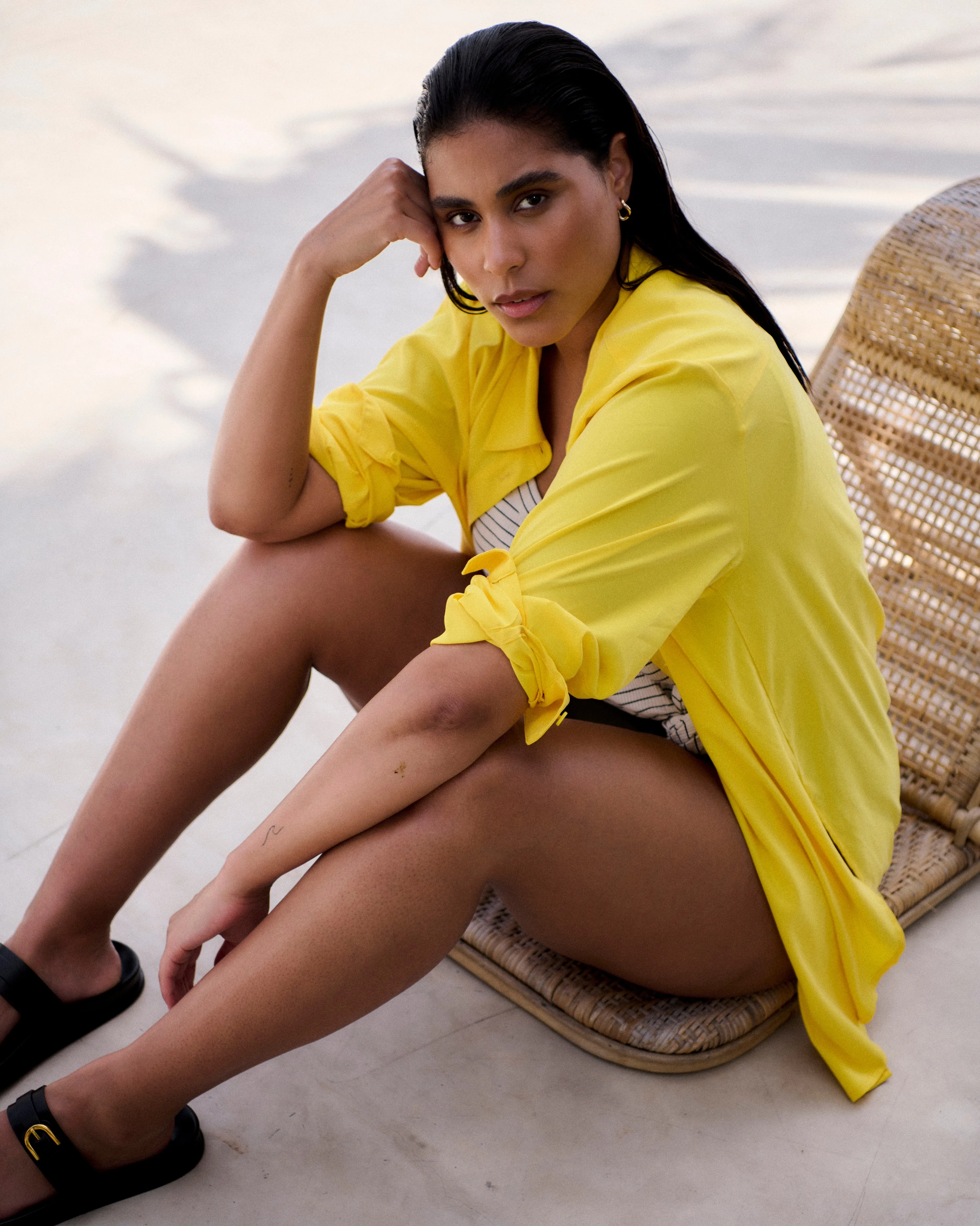 Cooling Stretch Cupro Artist Shirt - Yellow sold by Universal Standard