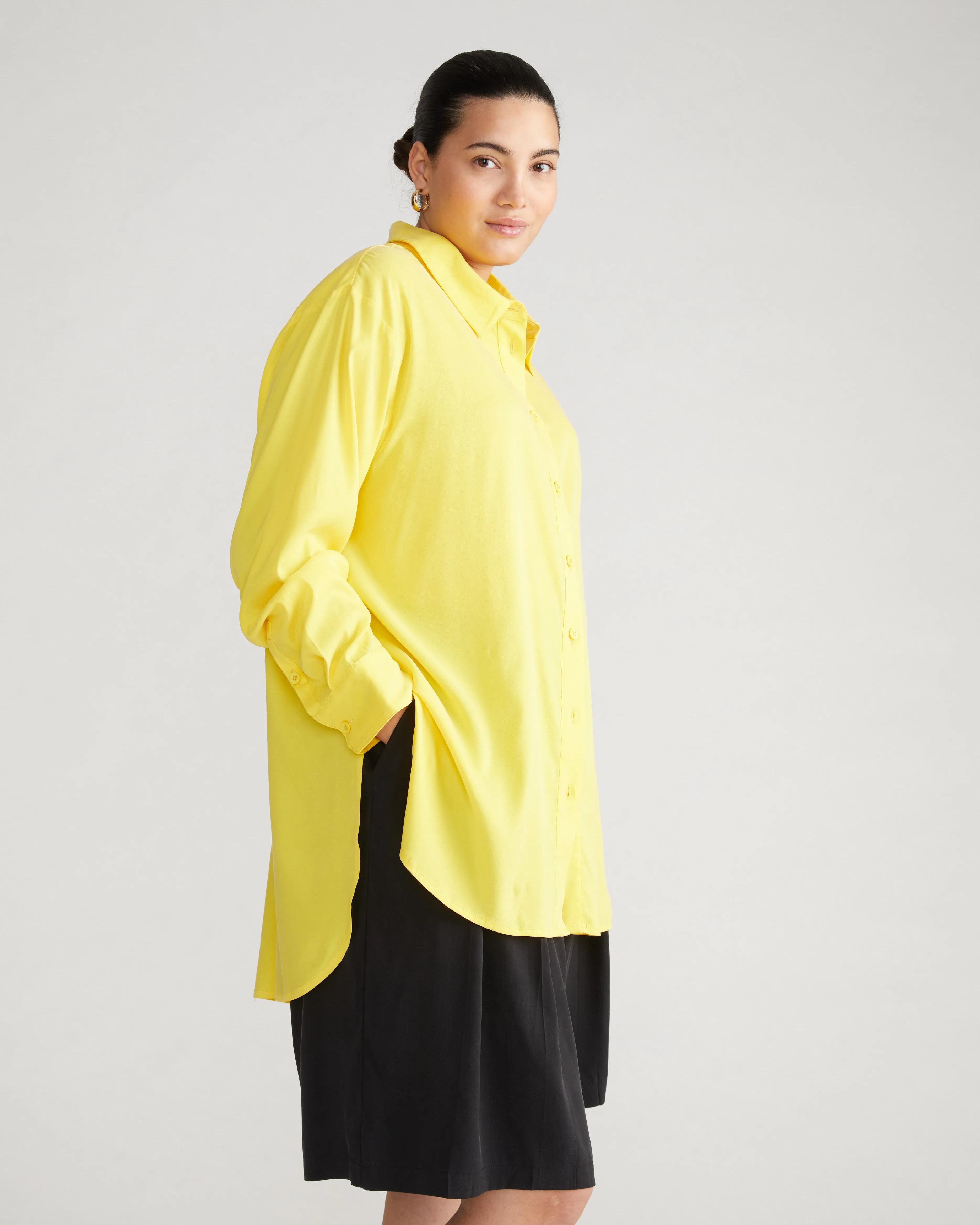 Cooling Stretch Cupro Artist Shirt - Yellow sold by Universal Standard product image thumbnail 4