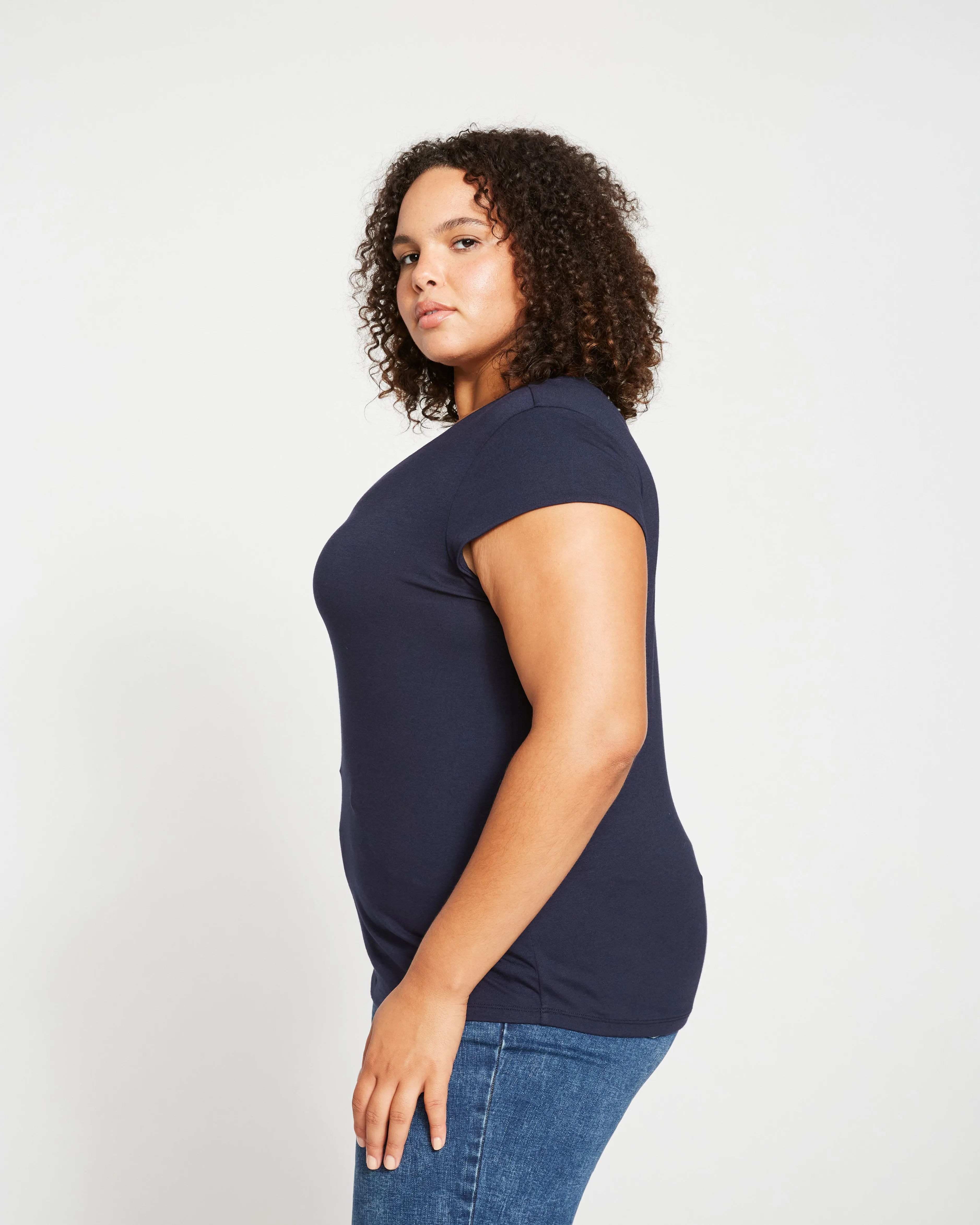 Ashley V Neck Cap Sleeve Tee - Midnight sold by Universal Standard product image thumbnail 3