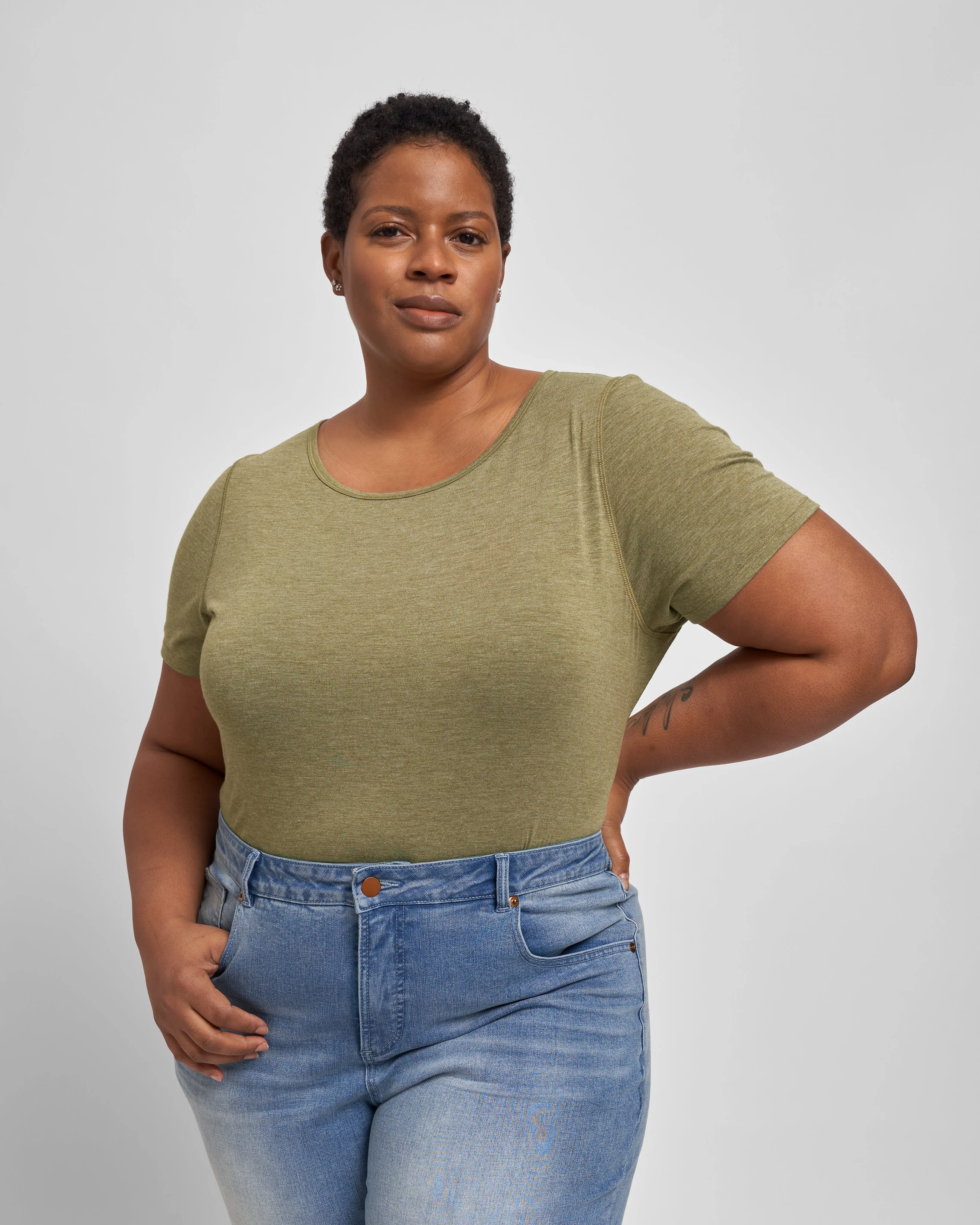 Mia Movement Tee - Heather Olive sold by Universal Standard