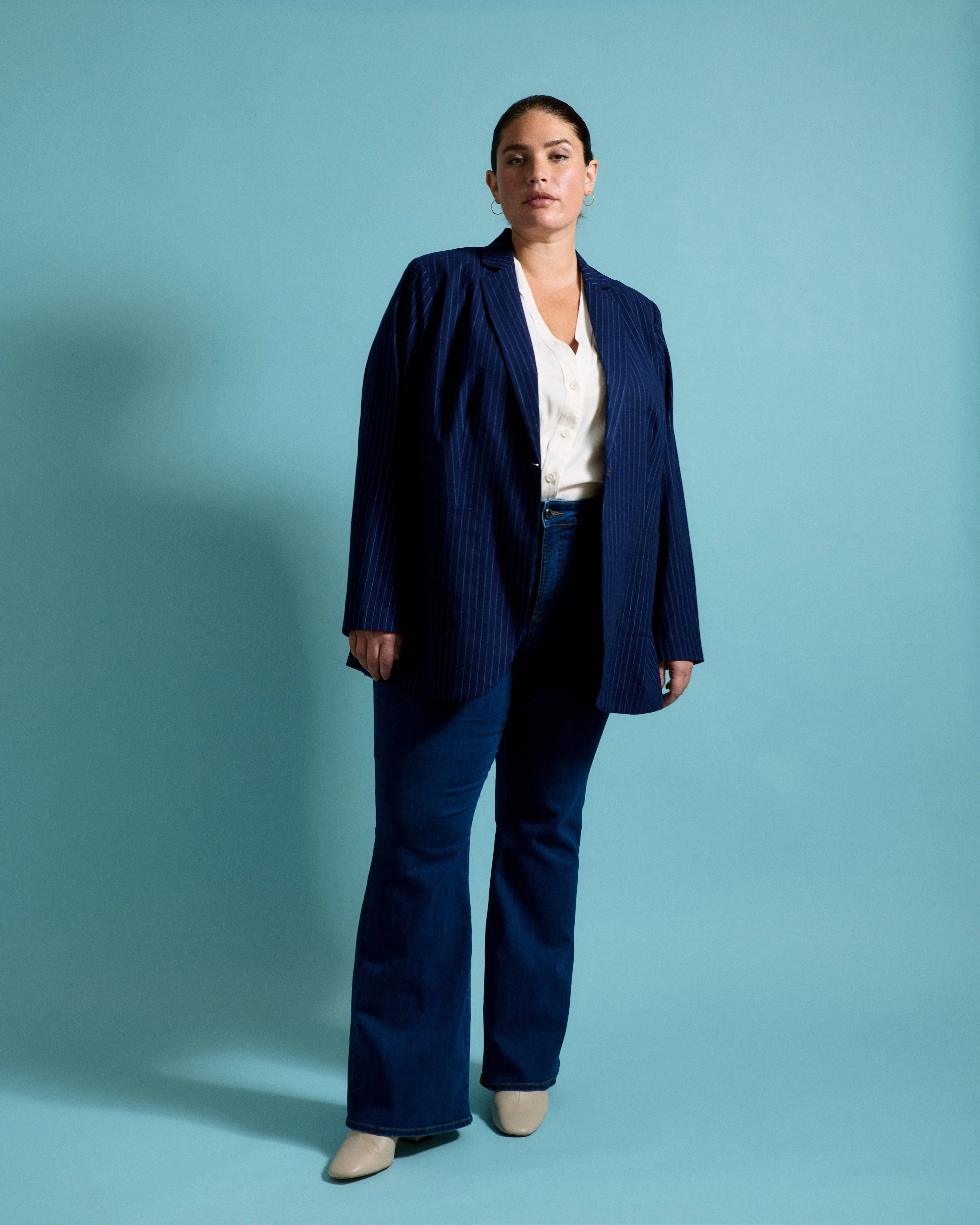 Farrah High Rise Flared Jeans - Pure Blue sold by Universal Standard