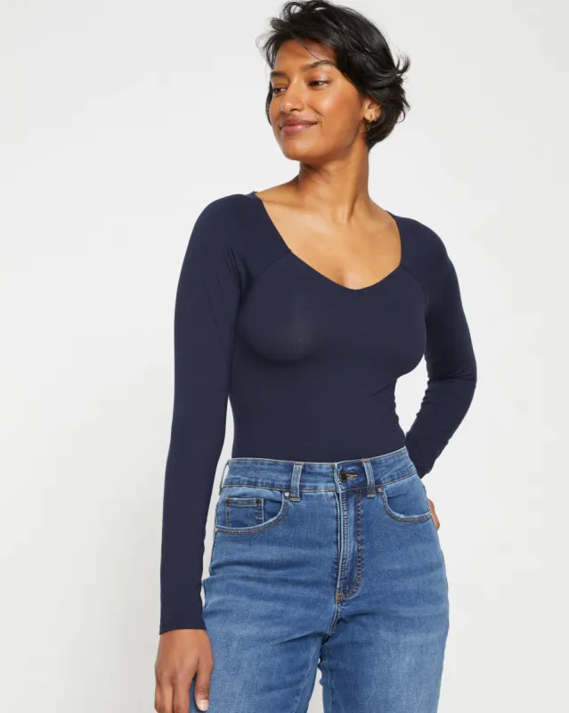 Roya Long Sleeve Bodysuit - Midnight sold by Universal Standard