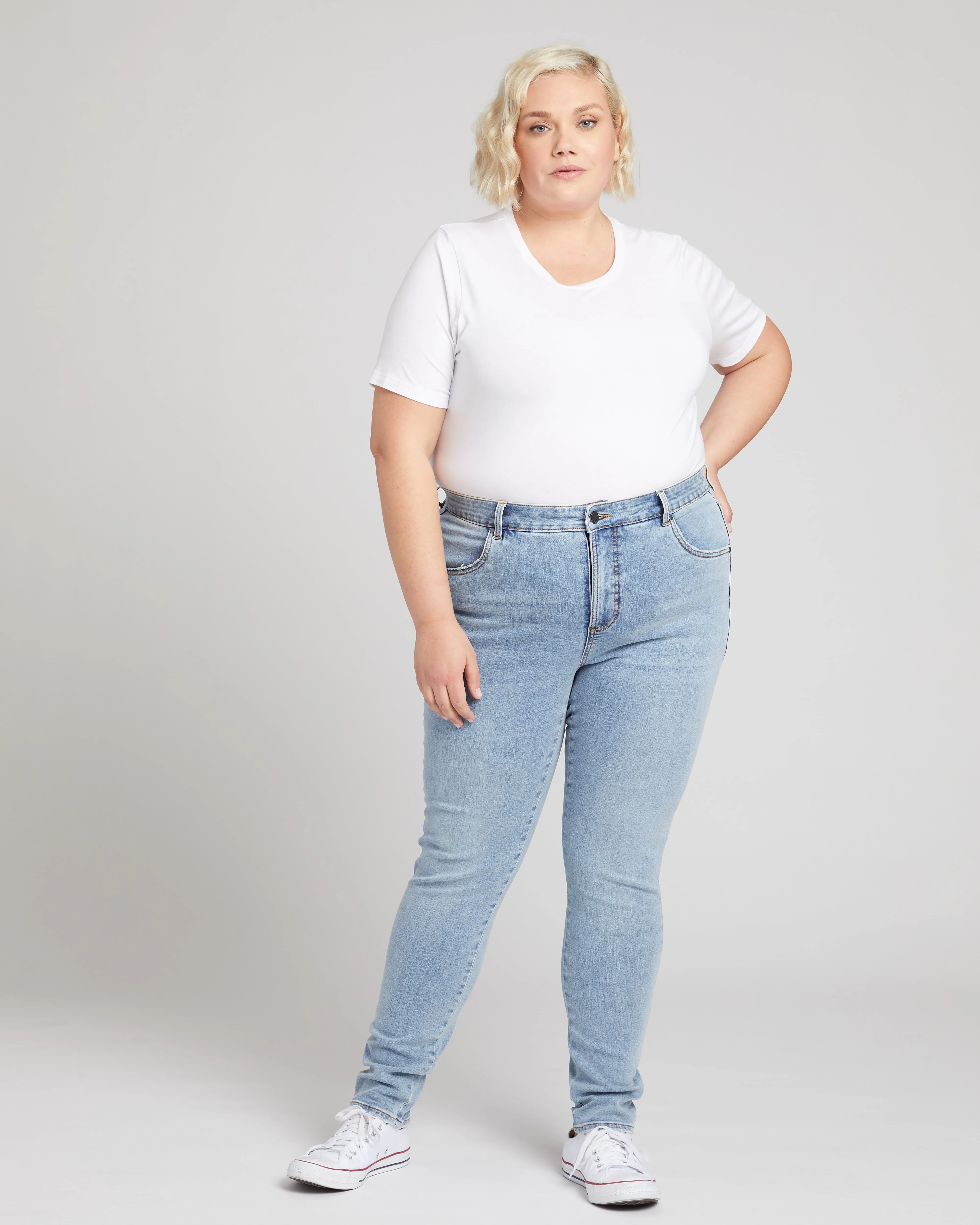 Seine High Rise Skinny Jeans 32 Inch - Distressed Light Blue sold by Universal Standard product image thumbnail 3