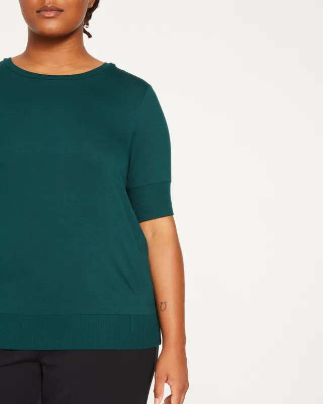 Aimee Liquid Jersey Rib Hem Tee - Forest Green sold by Universal Standard