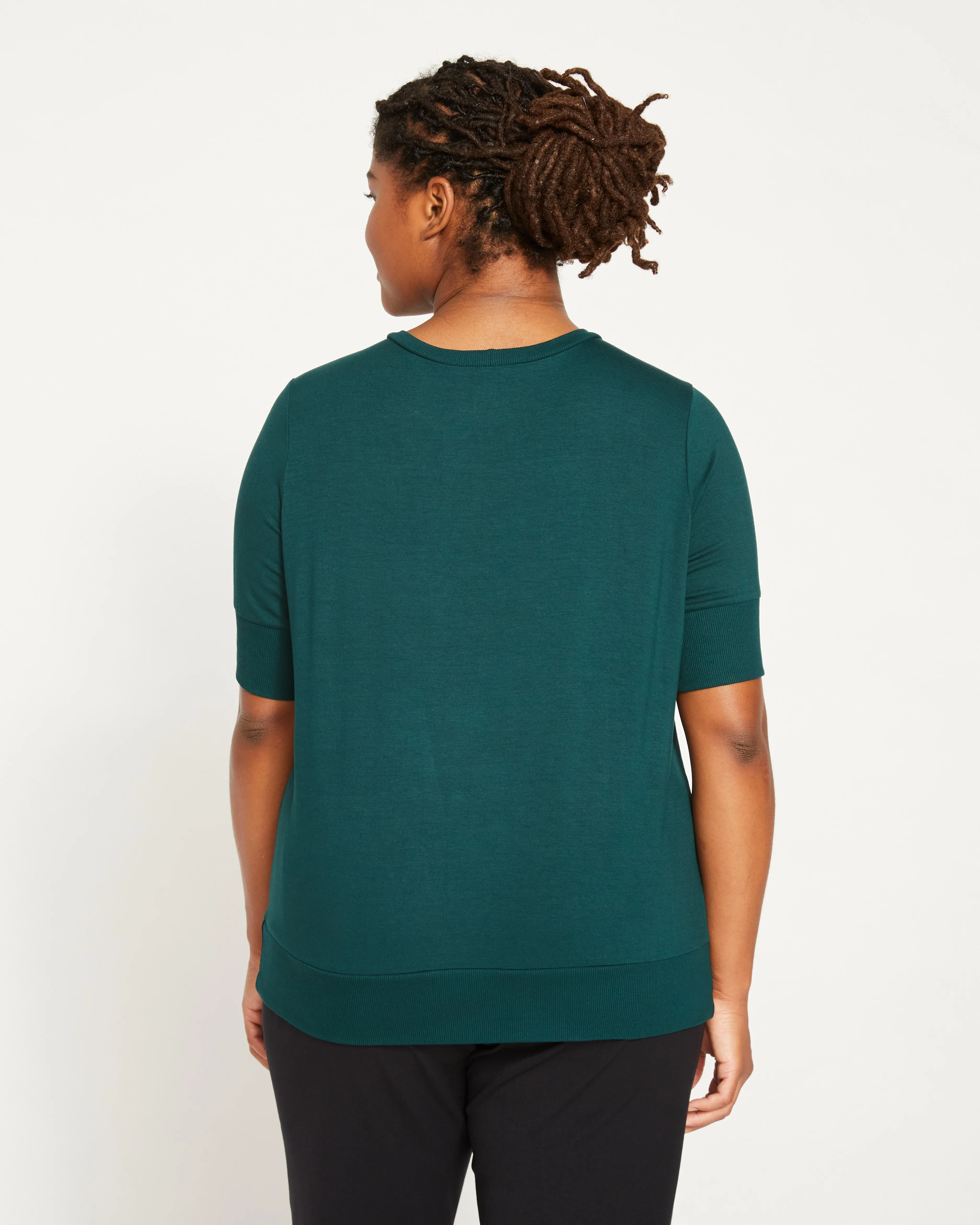 Aimee Liquid Jersey Rib Hem Tee - Forest Green sold by Universal Standard product image thumbnail 4
