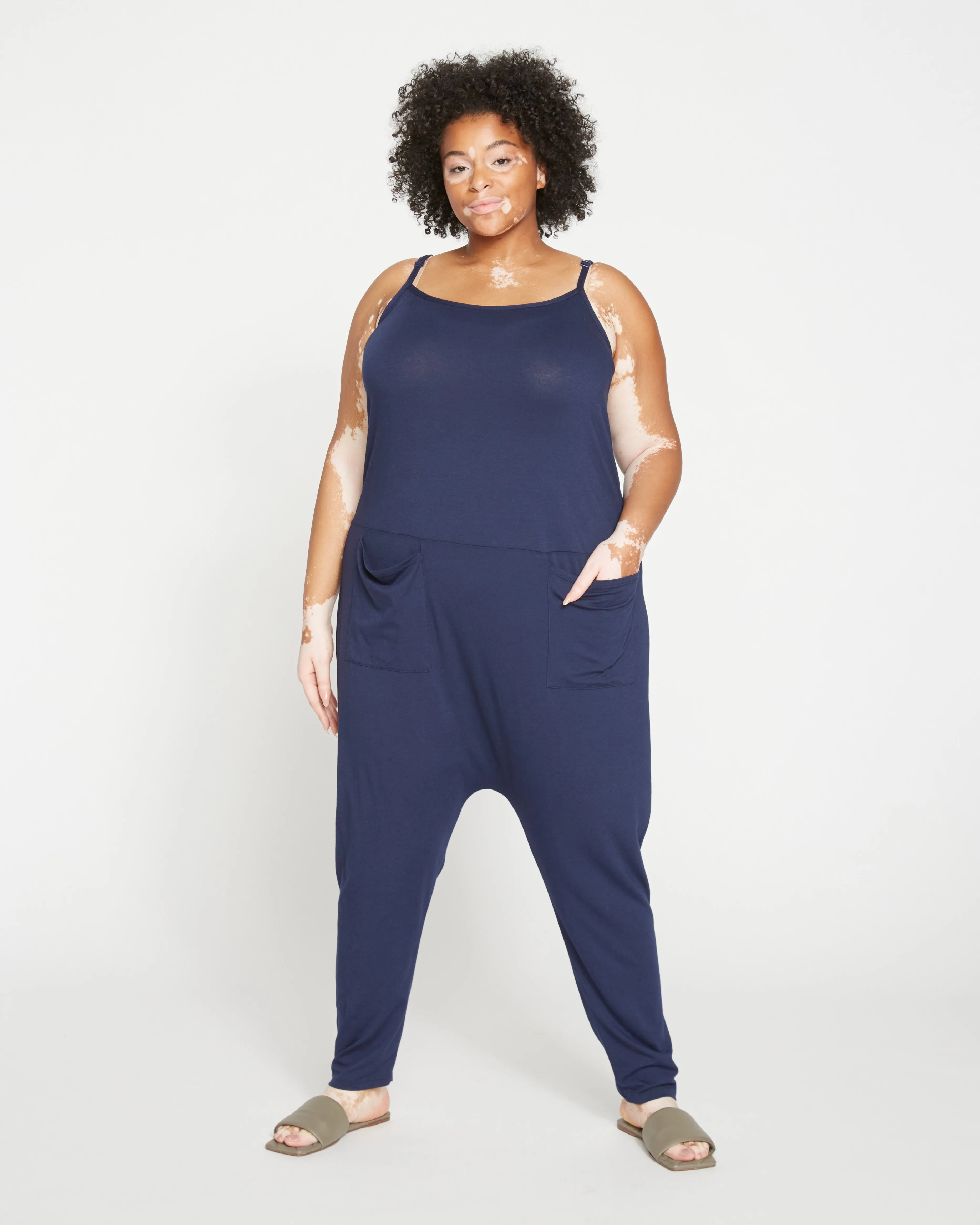 Jackson Sleeveless Jumpsuit - Navy sold by Universal Standard