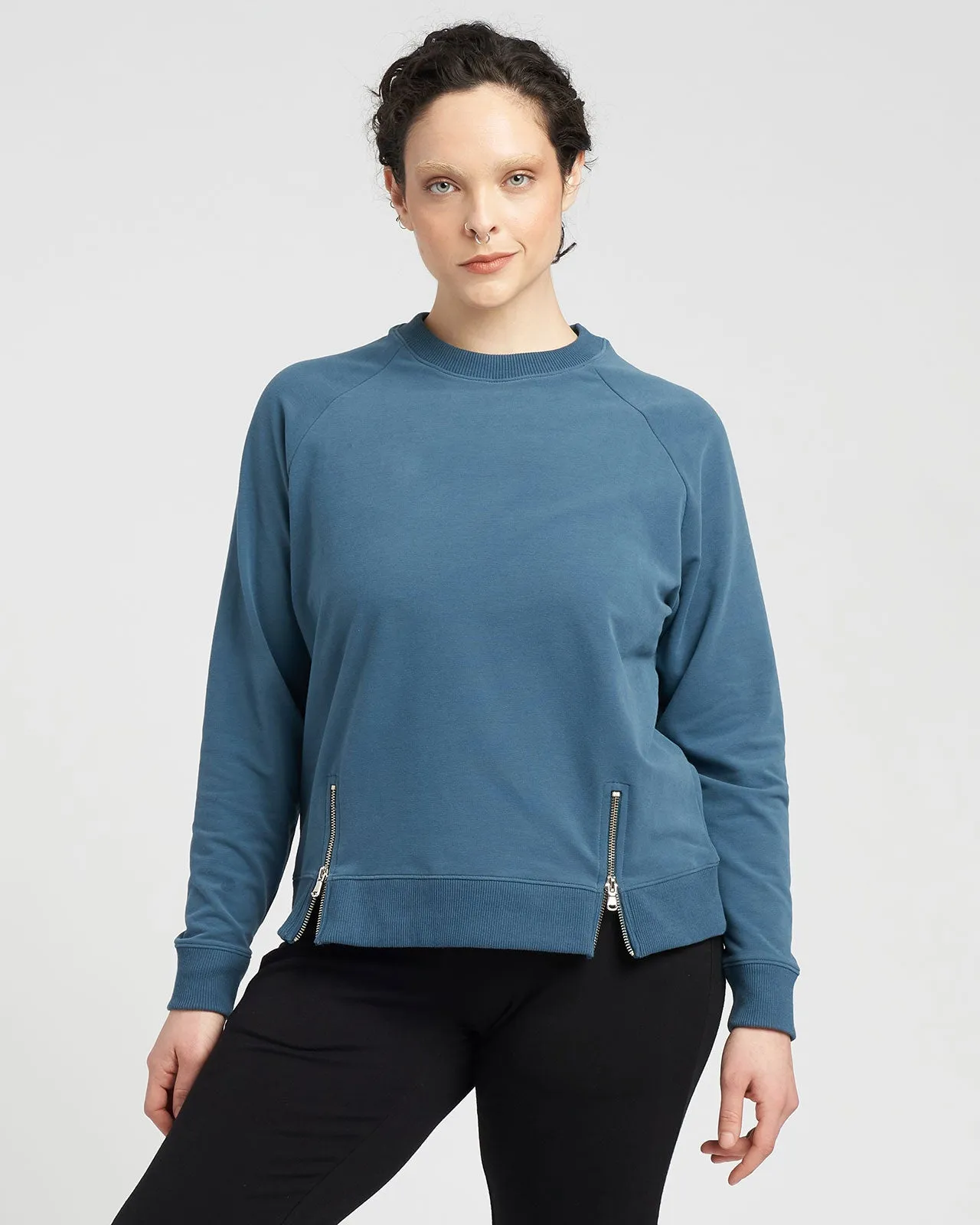 Peachy Terry Side Zip Pullover - Teal sold by Universal Standard product image thumbnail 4
