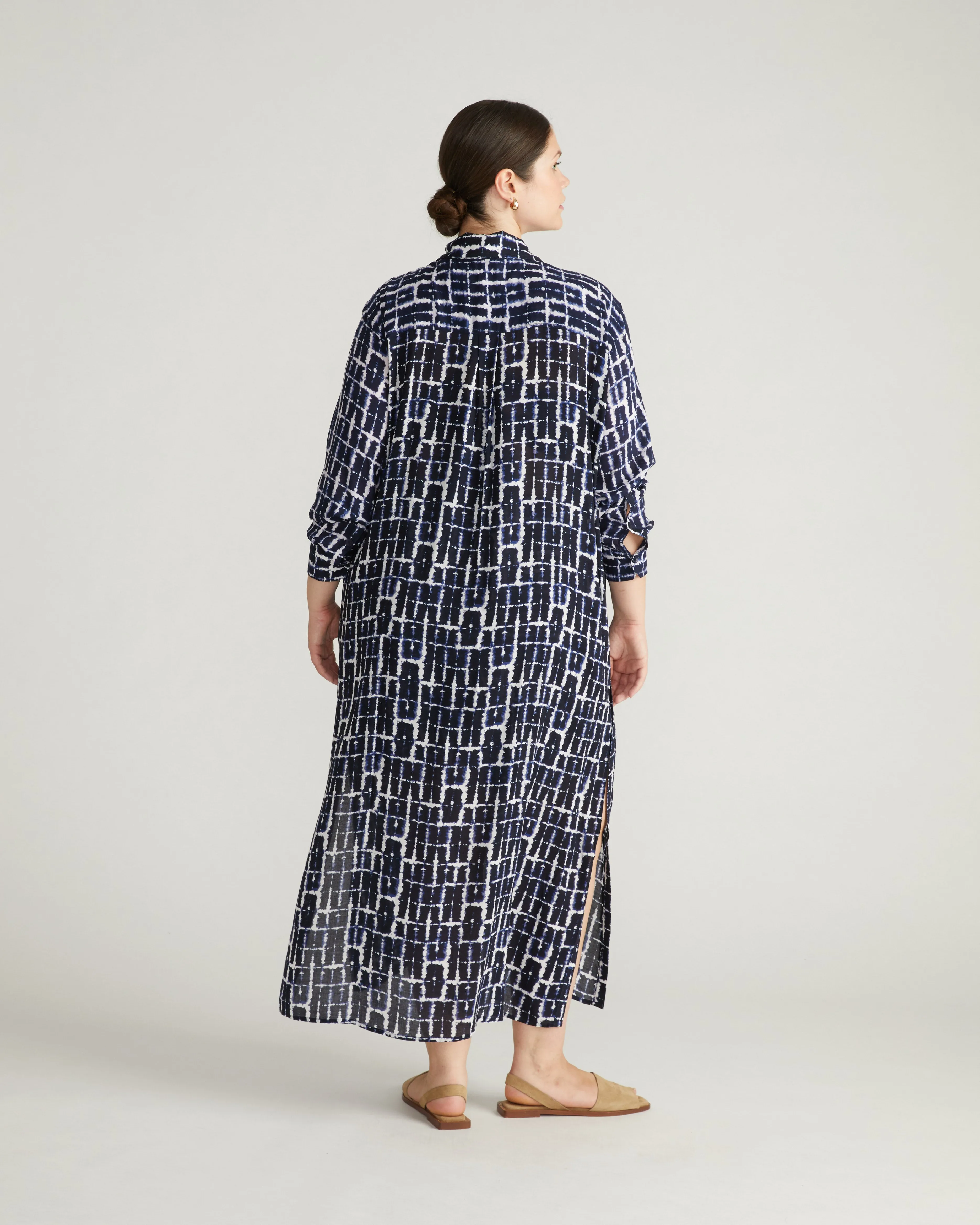 Nailah Button Down Tunic - Blue Shibori Print sold by Universal Standard product image thumbnail 3