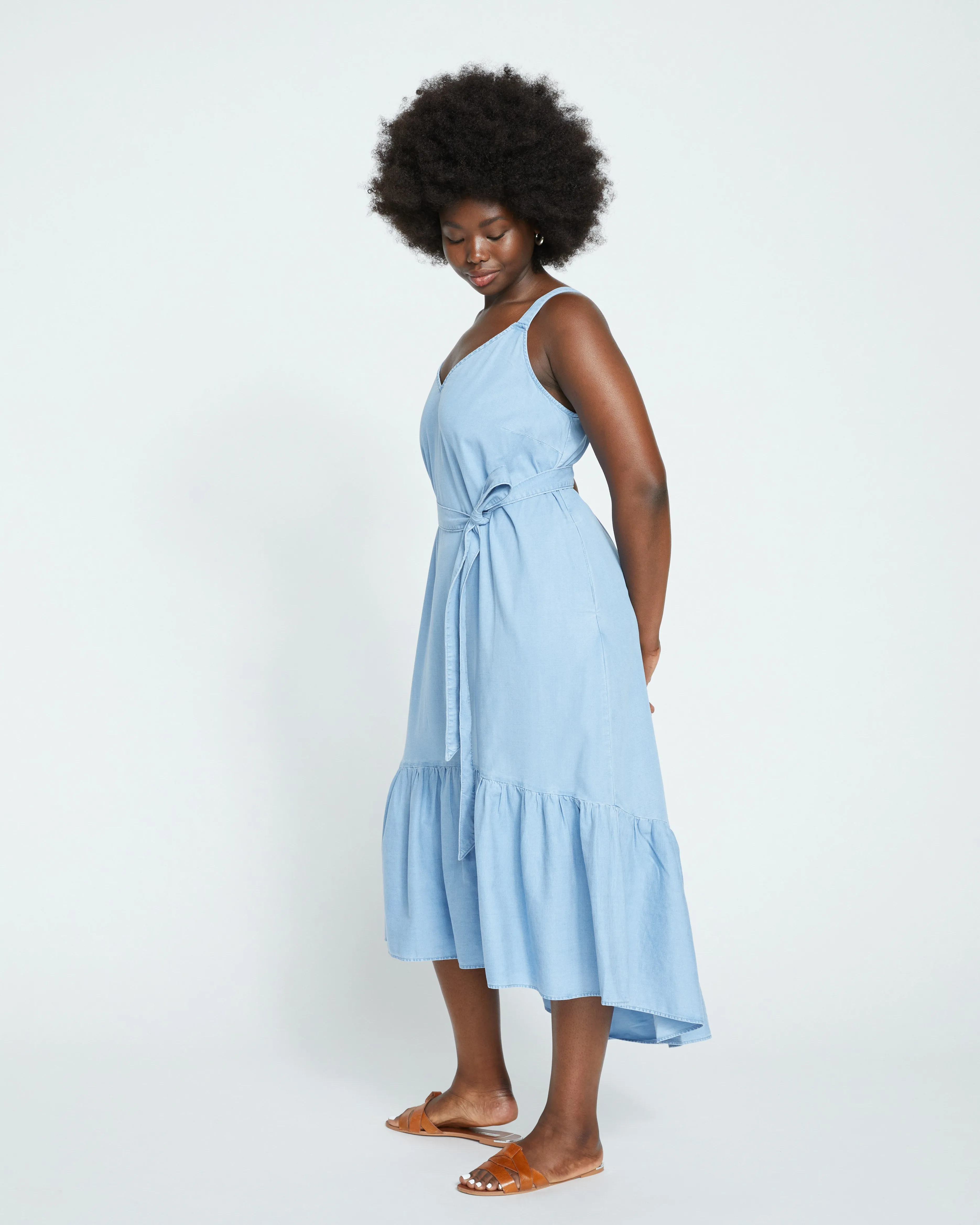 Perfect Tencel Chambray Flutter Hem Dress - Morning Blue sold by Universal Standard product image thumbnail 3