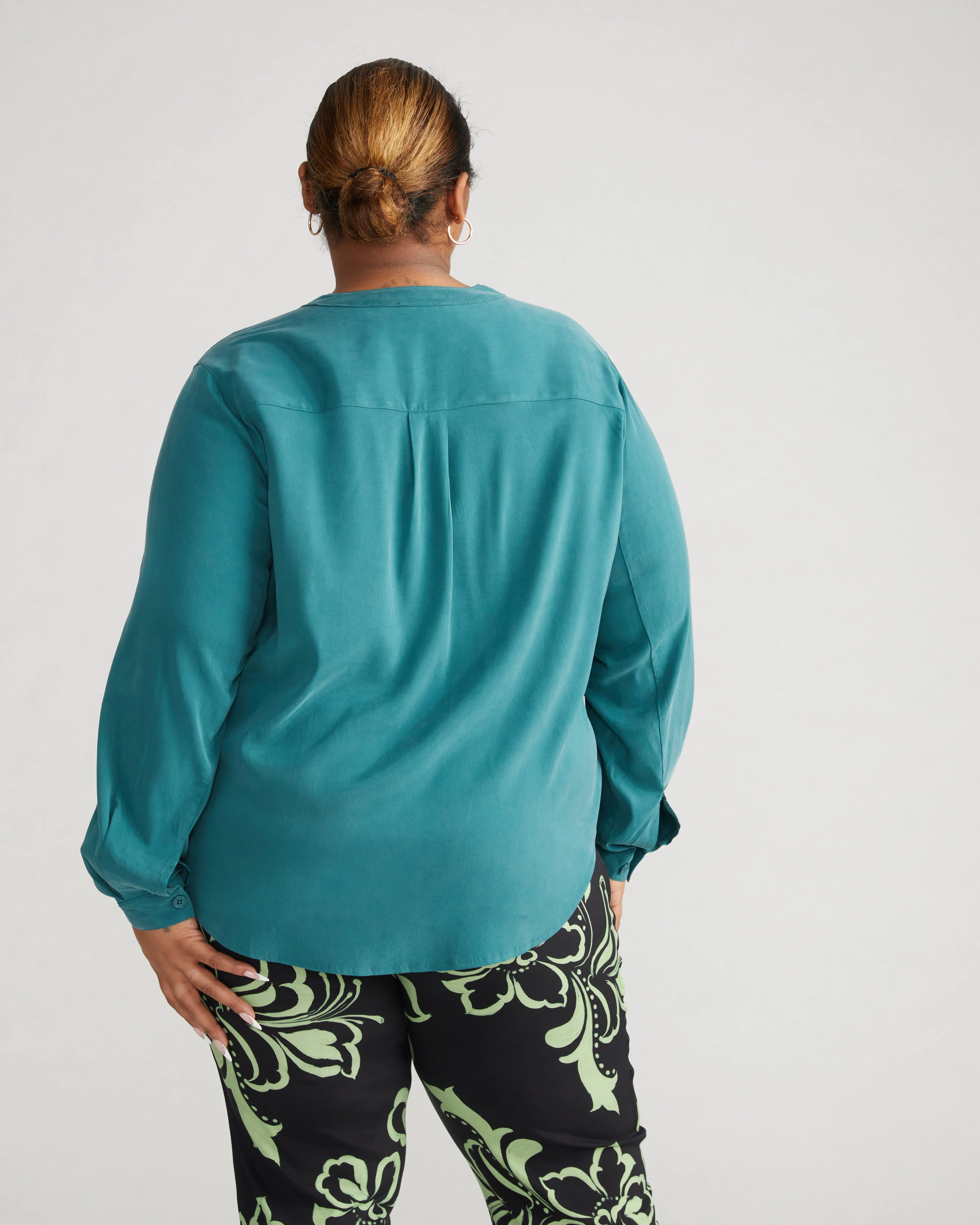 Cooling Stretch Cupro Button-Down Blouse - Ocean Floor sold by Universal Standard product image thumbnail 2