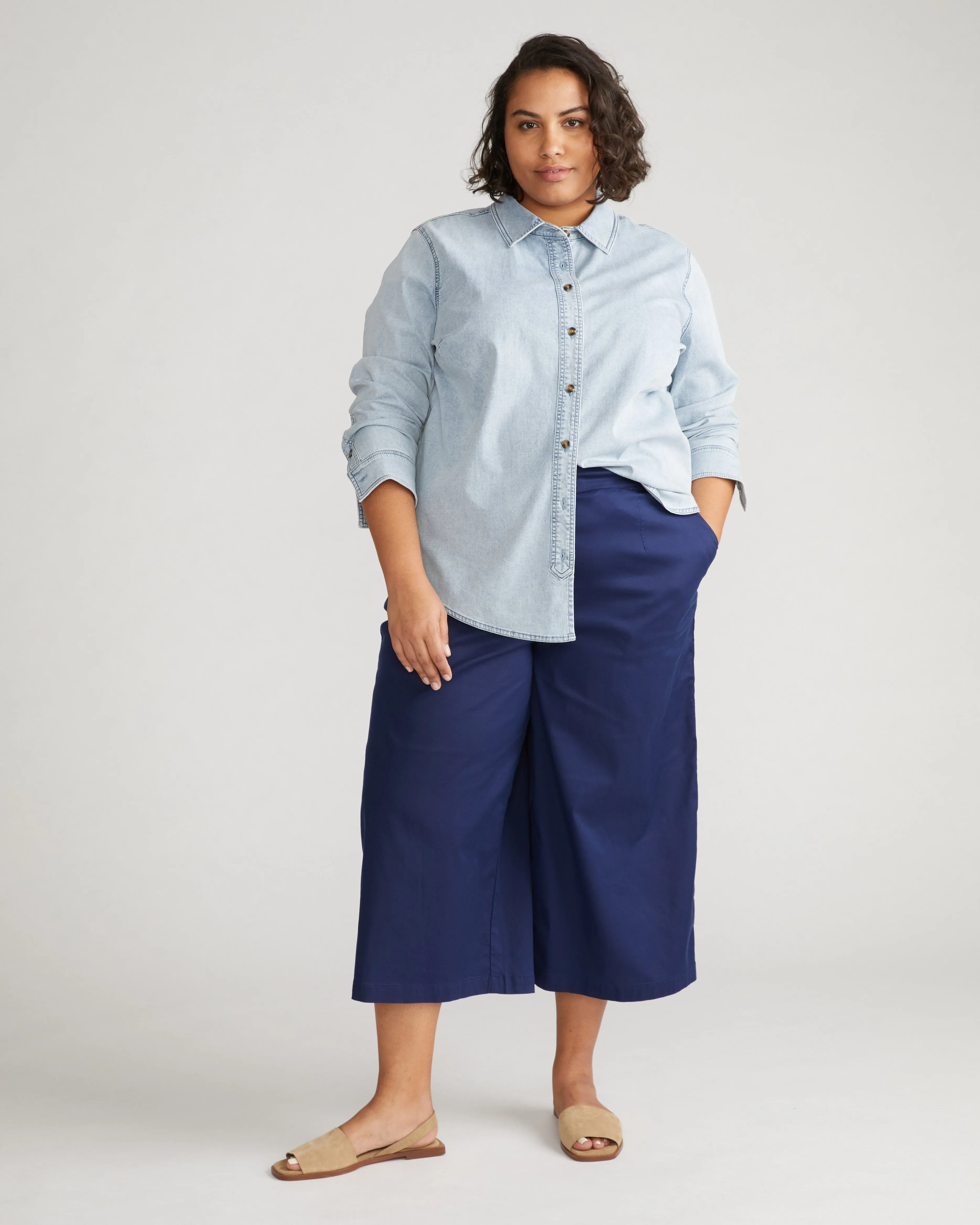 Perfect Tencel Chambray Culottes - Cerulean sold by Universal Standard