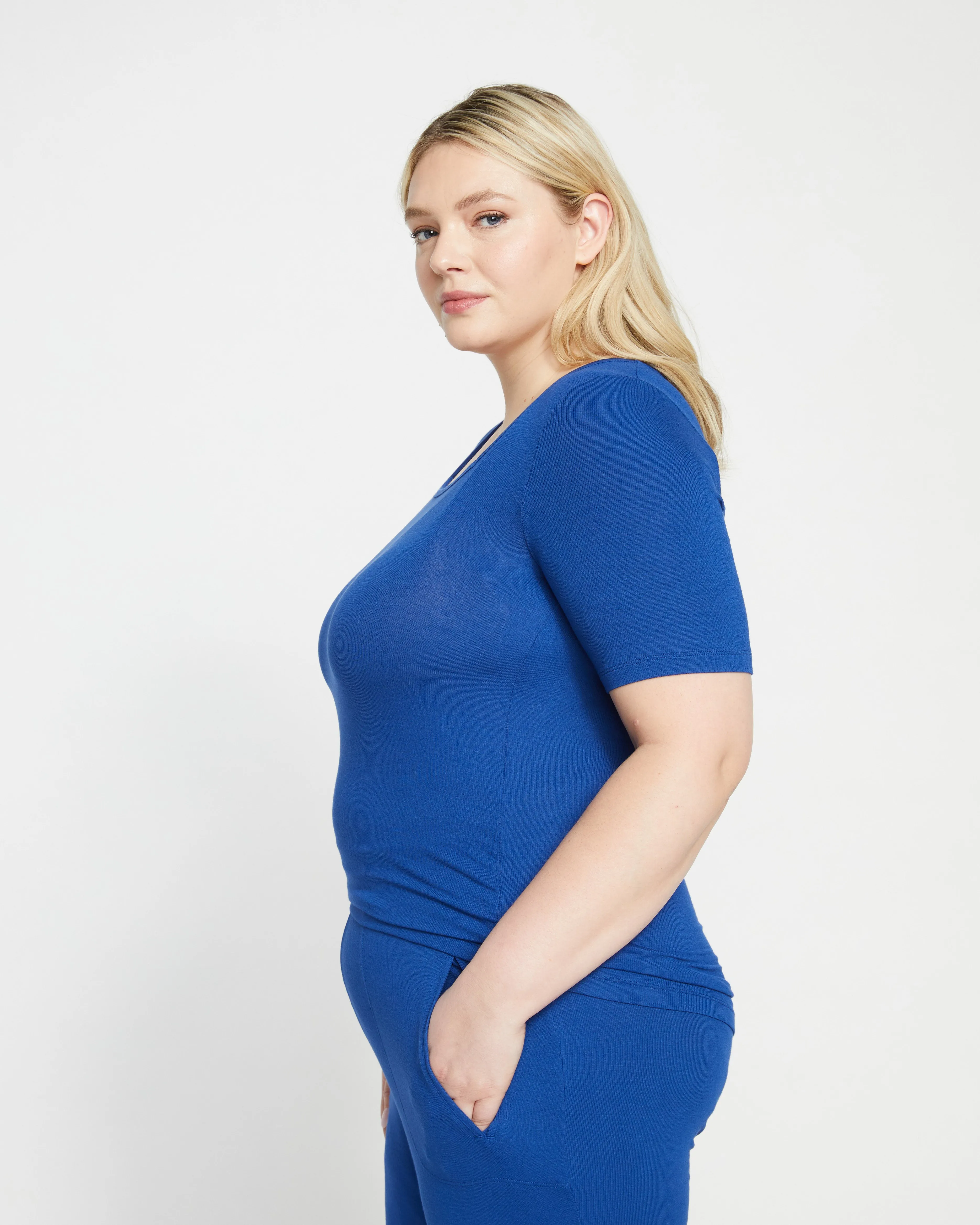 Foundation Short Sleeve Square Neck Tee - Lapis sold by Universal Standard product image thumbnail 3