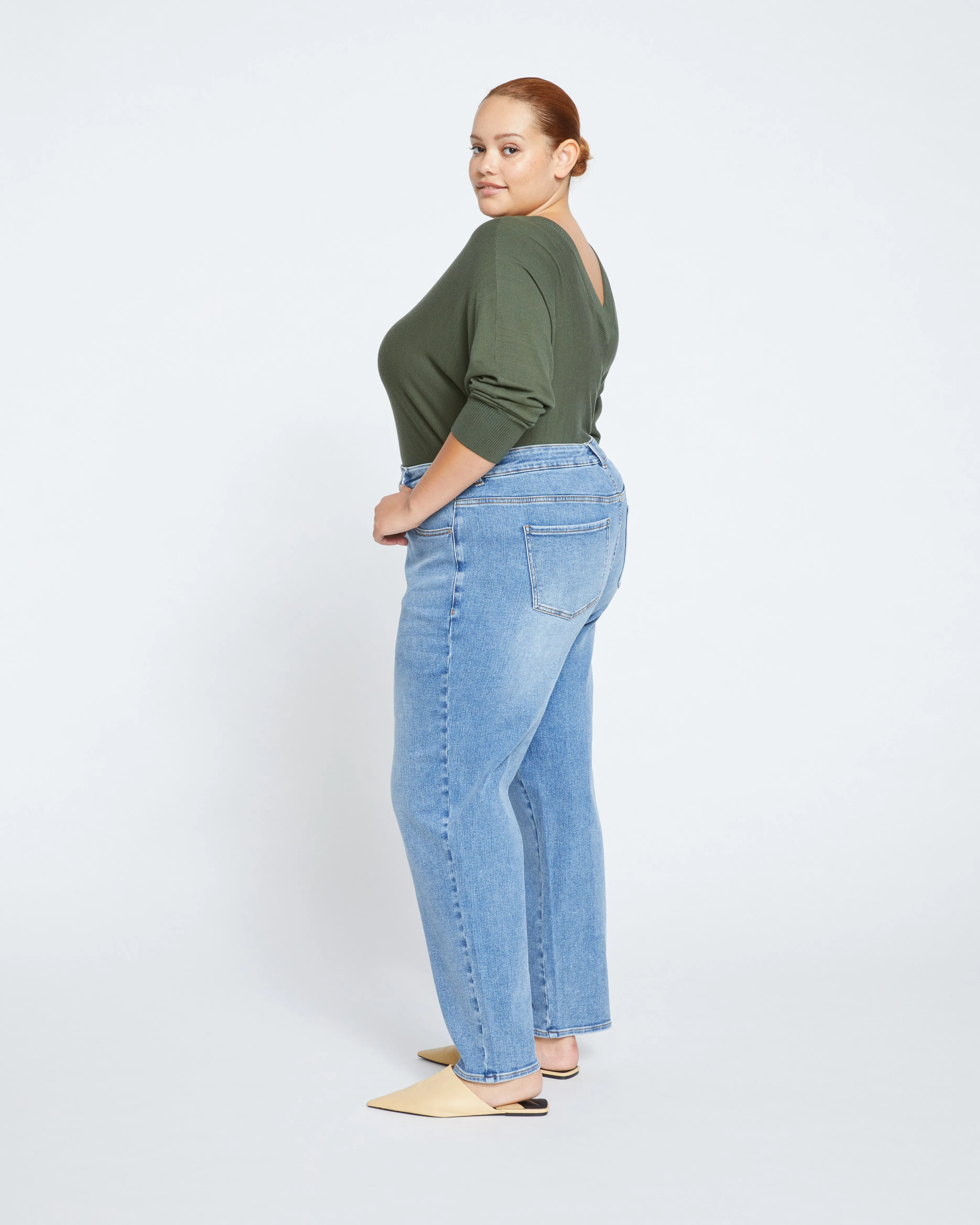 Etta High Rise Straight Leg Jeans 31 Inch - Distressed Washed Indigo sold by Universal Standard product image thumbnail 3