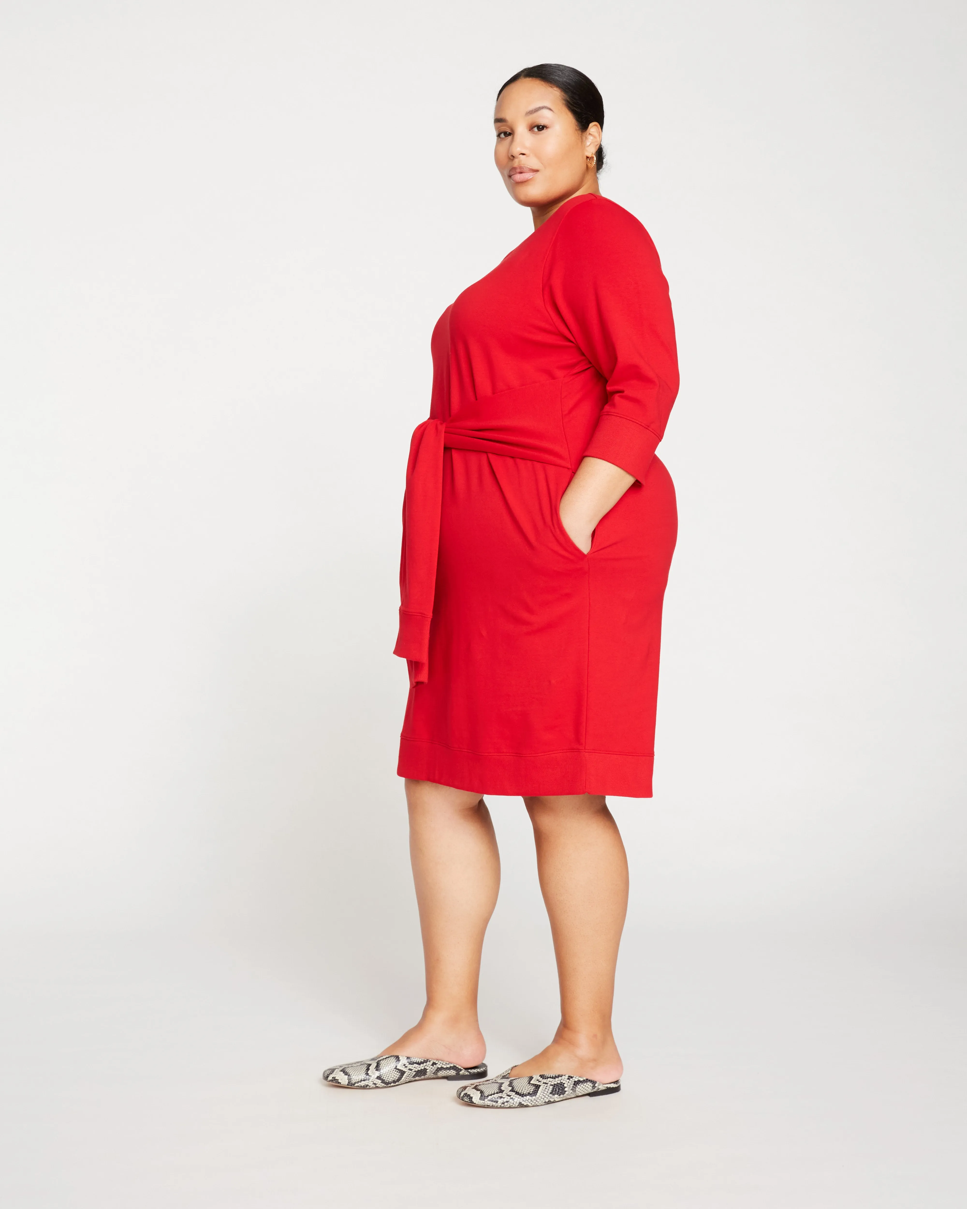 Classic Light Terry Tie Sweatshirt Dress - Red sold by Universal Standard product image thumbnail 4