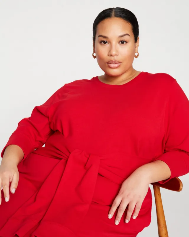 Classic Light Terry Tie Sweatshirt Dress - Red sold by Universal Standard