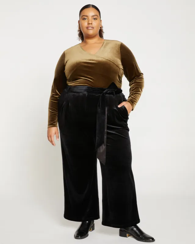 Luxe Belted Velvet Pant - Black sold by Universal Standard
