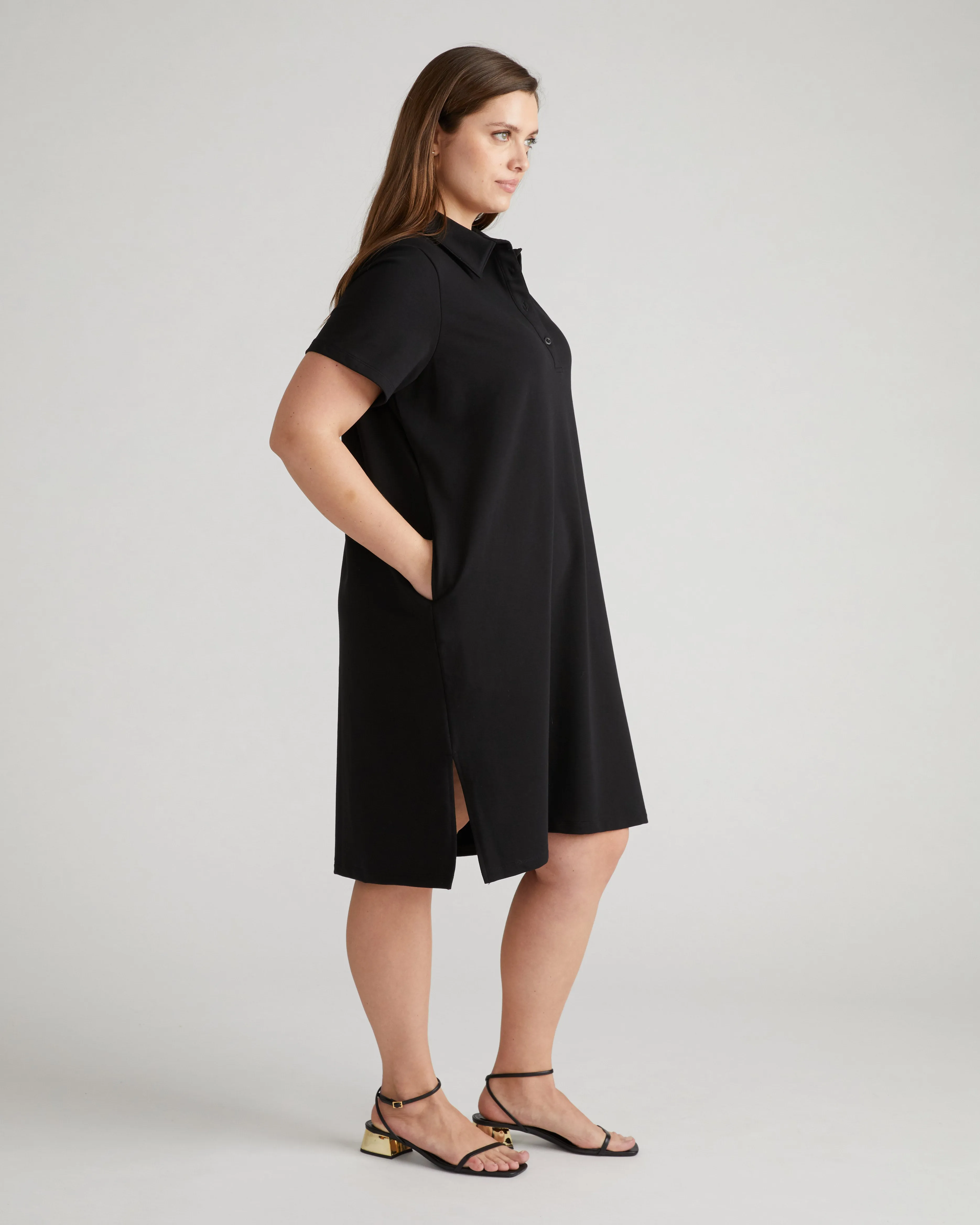 Varsity French Terry Polo Dress - Black sold by Universal Standard product image thumbnail 3