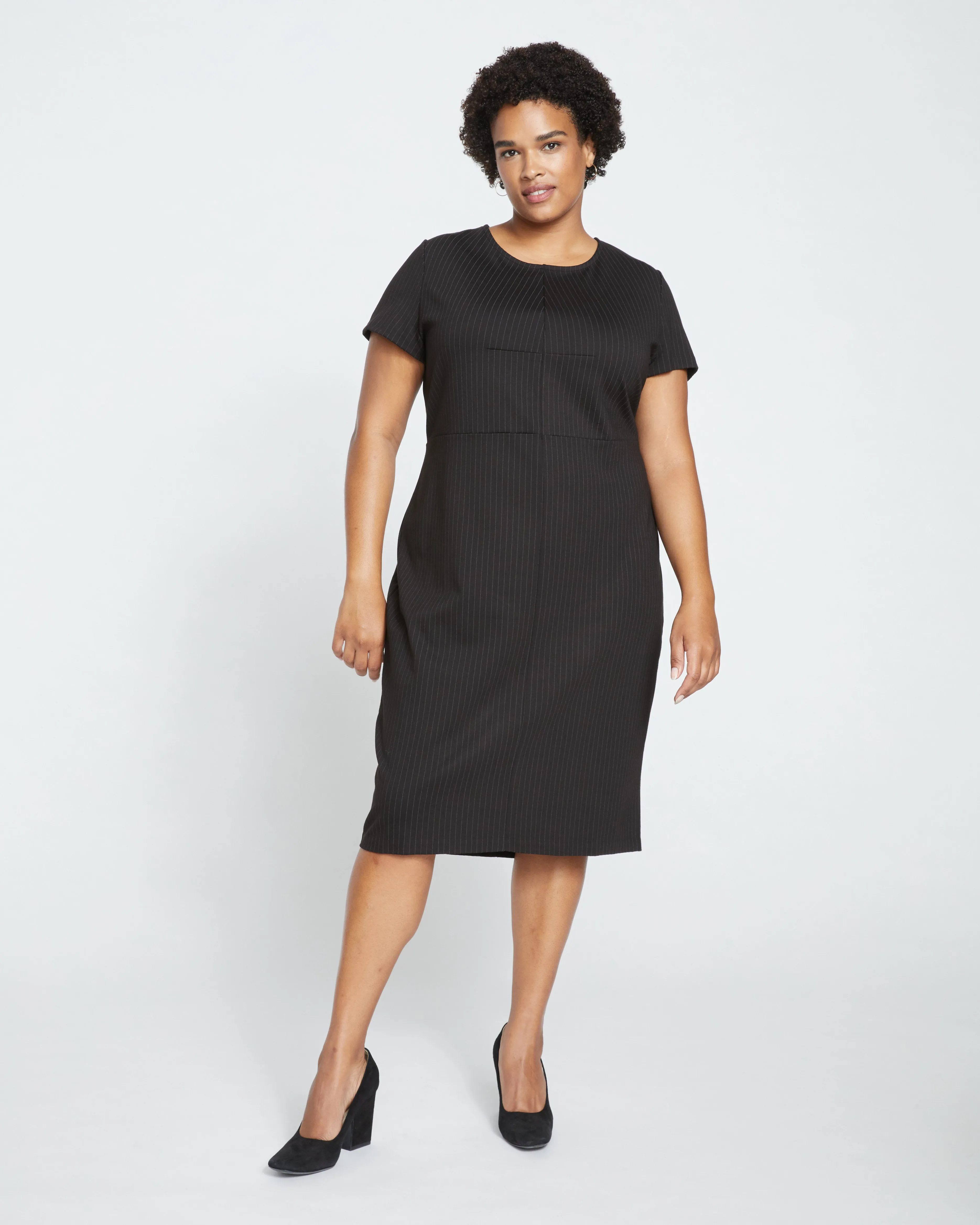 Executive Ponte Dress - Slate Pinstripe sold by Universal Standard