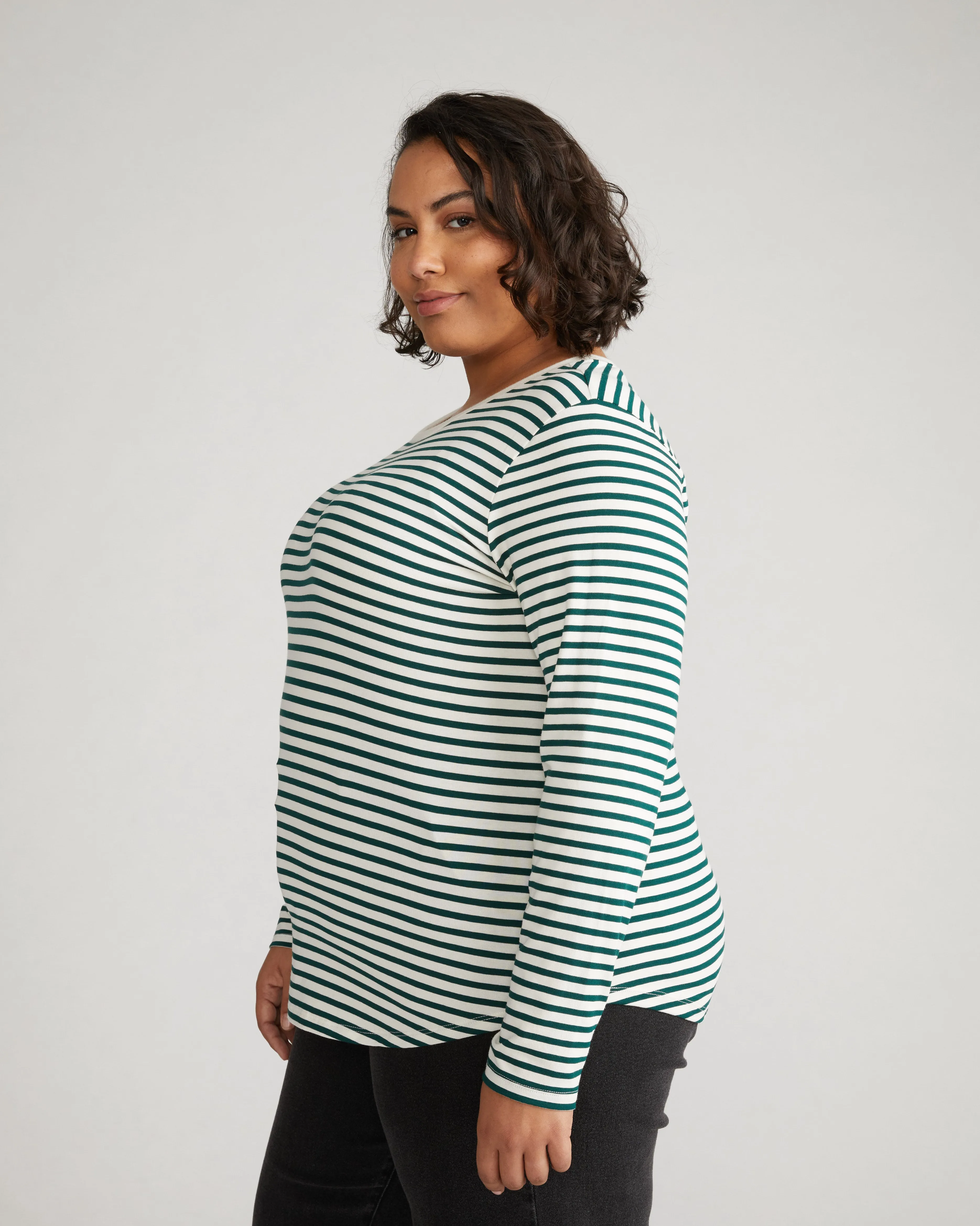 Long Sleeve Tee Rex - Bone/Botanic Stripe sold by Universal Standard product image thumbnail 2