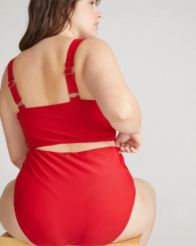The Super High Bikini Bottom - Baywatch Red sold by Universal Standard
