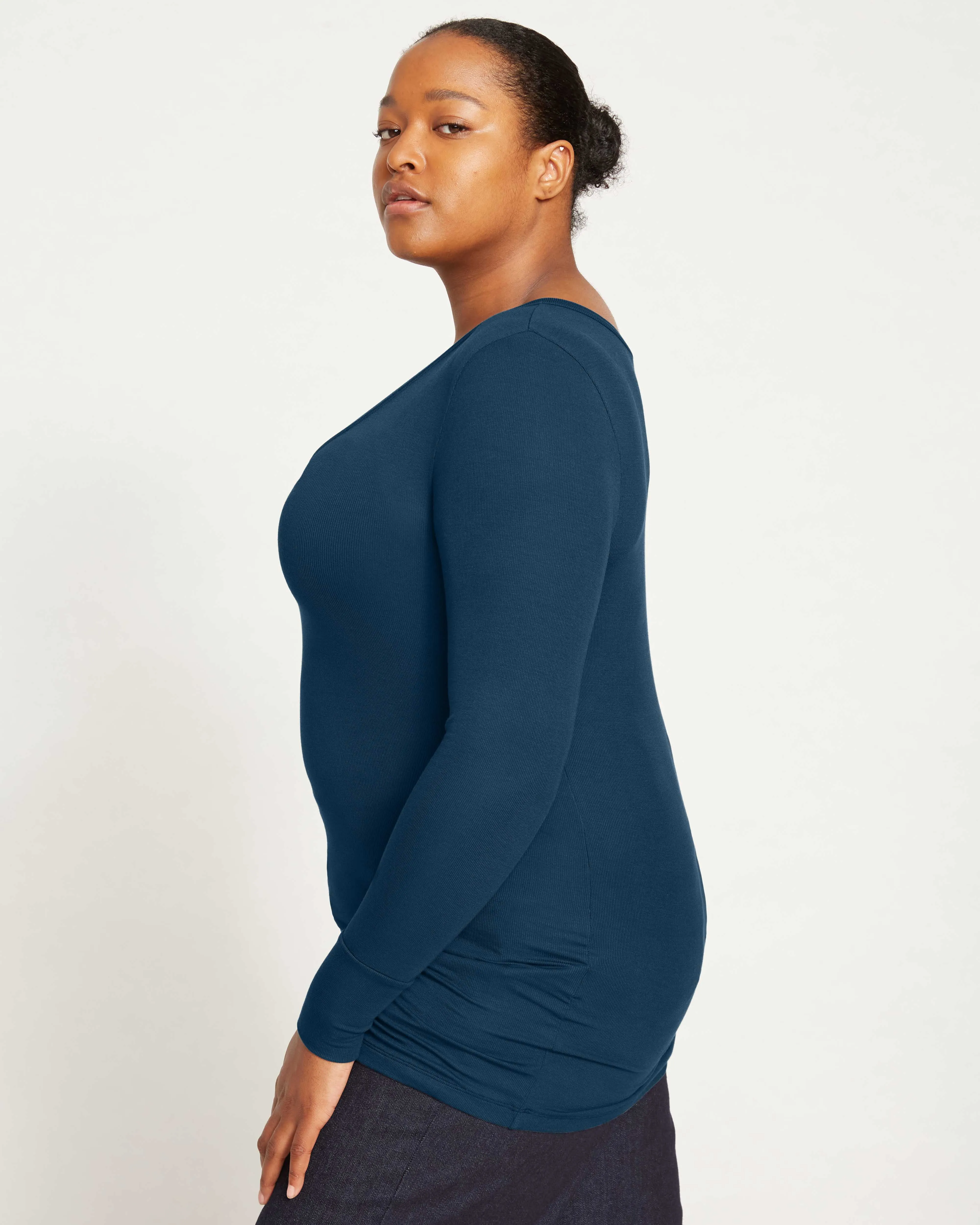 Foundation Long Sleeve V-Neck Tee - Deep Sea sold by Universal Standard product image thumbnail 3