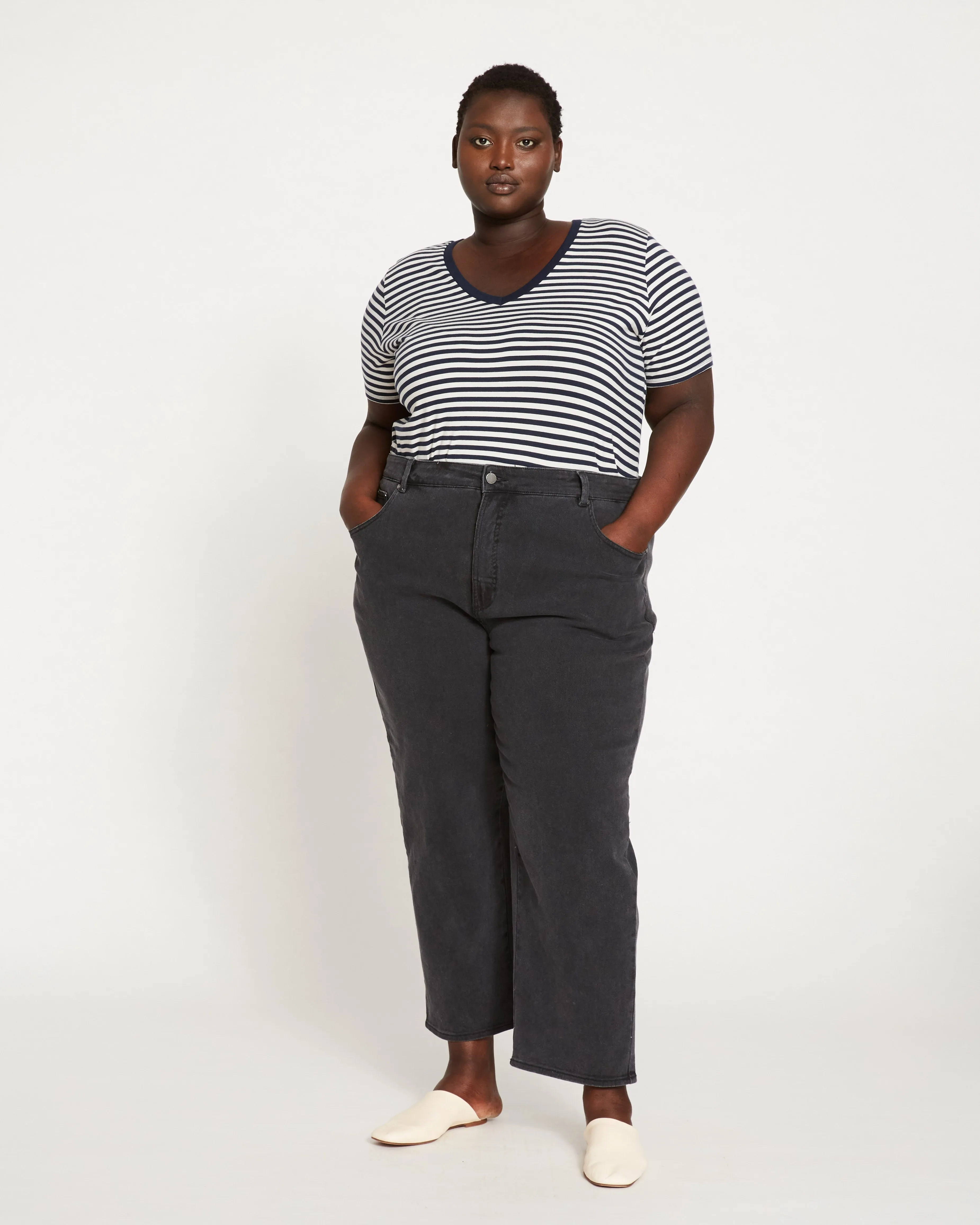 Etta High Rise Straight Leg Jeans 28 Inch - Washed Black sold by Universal Standard