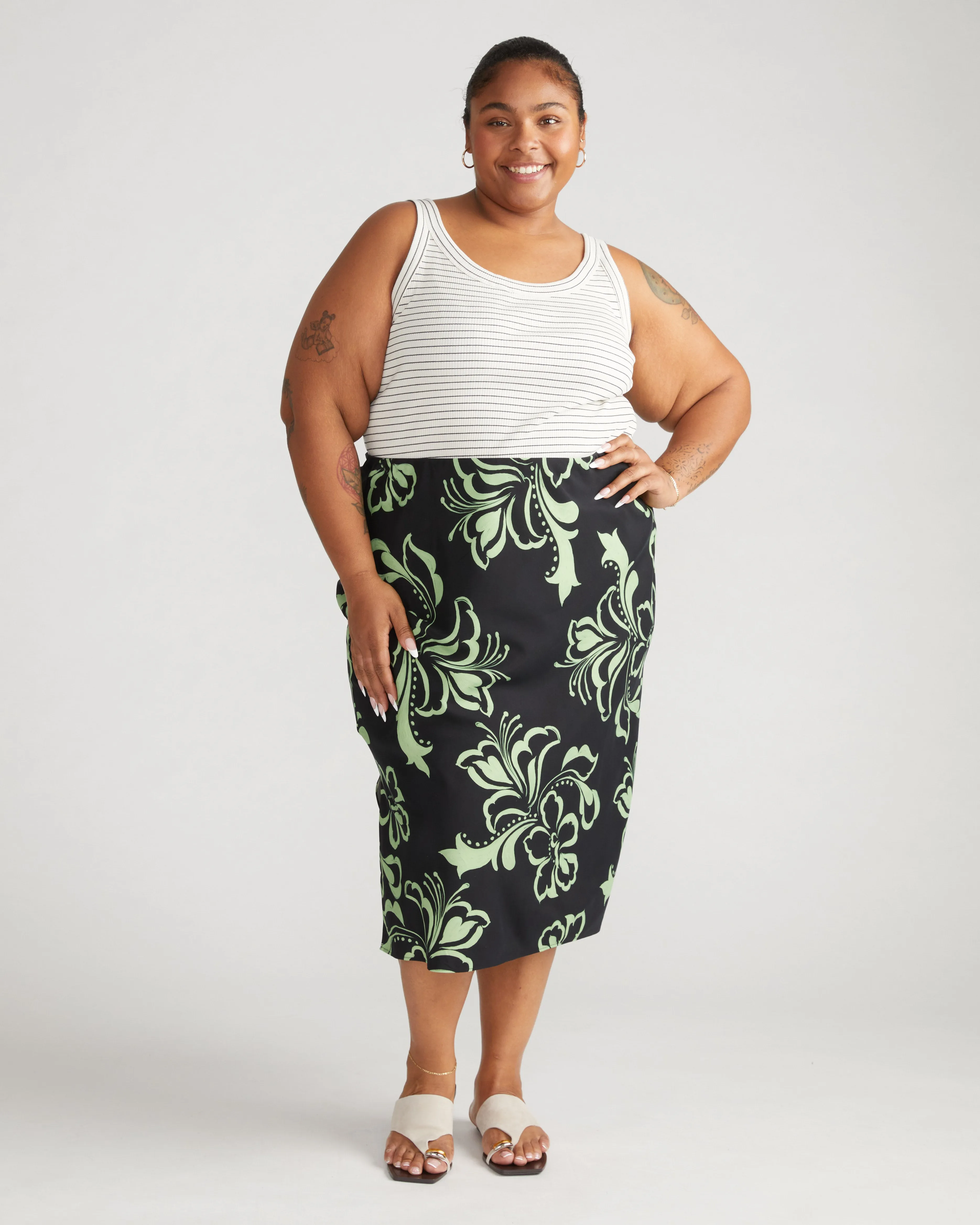 Cooling Stretch Cupro Bias Skirt - Capoterra Hibiscus sold by Universal Standard product image thumbnail 2