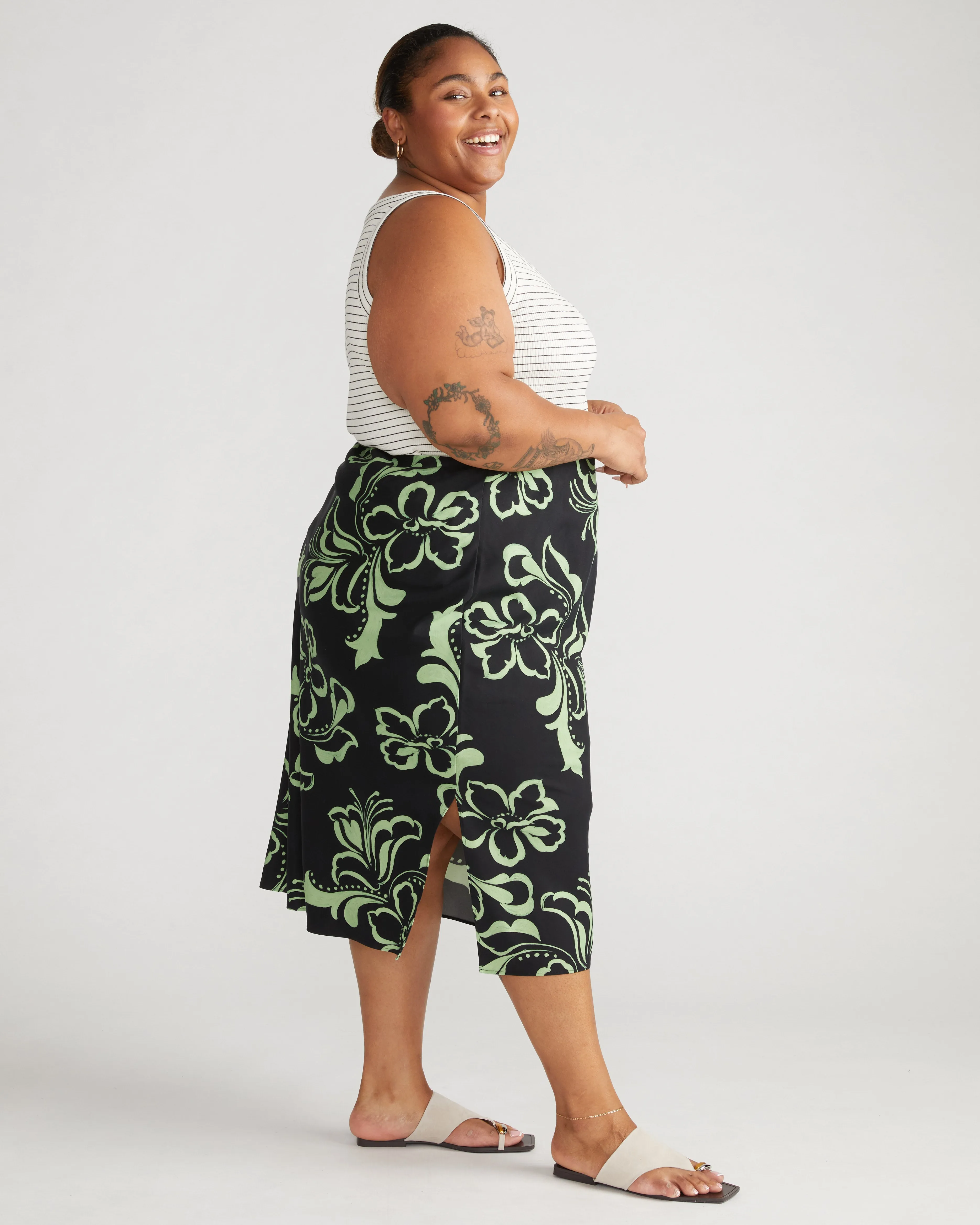 Cooling Stretch Cupro Bias Skirt - Capoterra Hibiscus sold by Universal Standard product image thumbnail 3